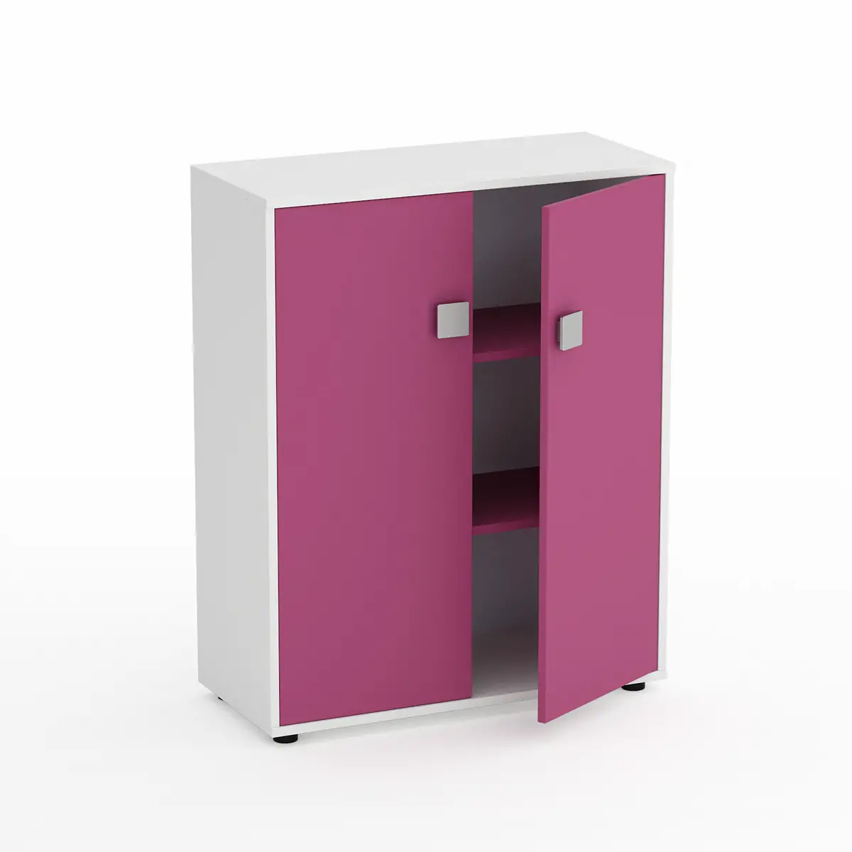 Mobile Scuola Kubò Bianco – 2 Ante H 110 cm e Ripiani Fucsia | Conforme CAM - Arredo scuola dell'obbligo