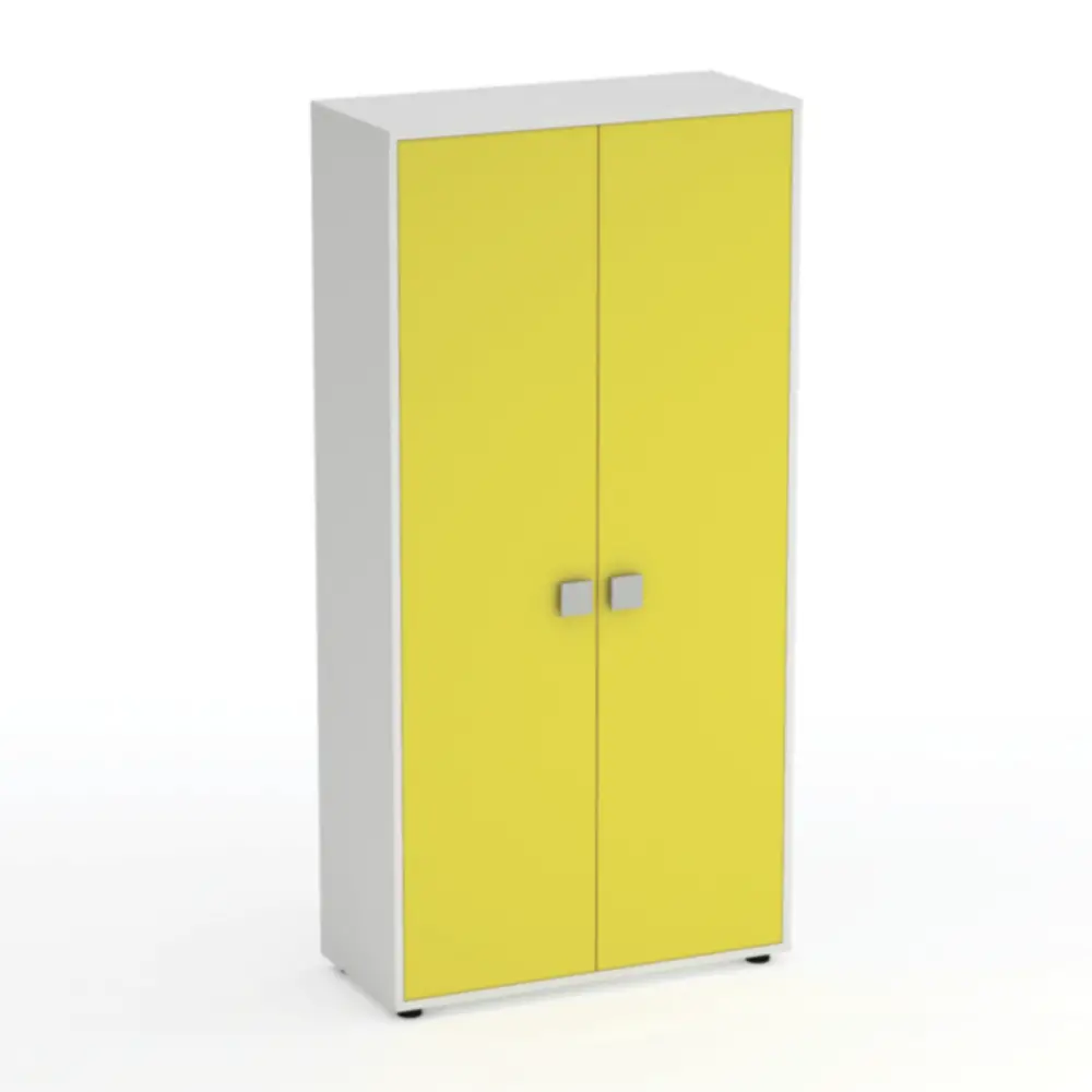 Mobile Scuola Kubò Bianco – 2 Ante H 180 cm e Ripiani Gialli | Conforme CAM - Arredo scuola dell'obbligo