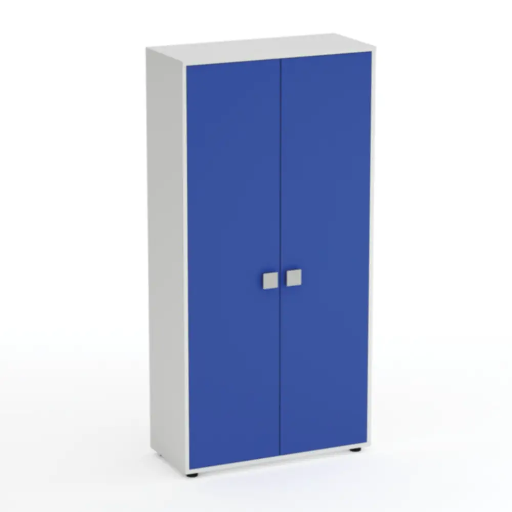 Mobile Scuola Kubò Bianco – 2 Ante H 180 cm e Ripiani Azzurri | Conforme CAM - Arredo scuola dell'obbligo