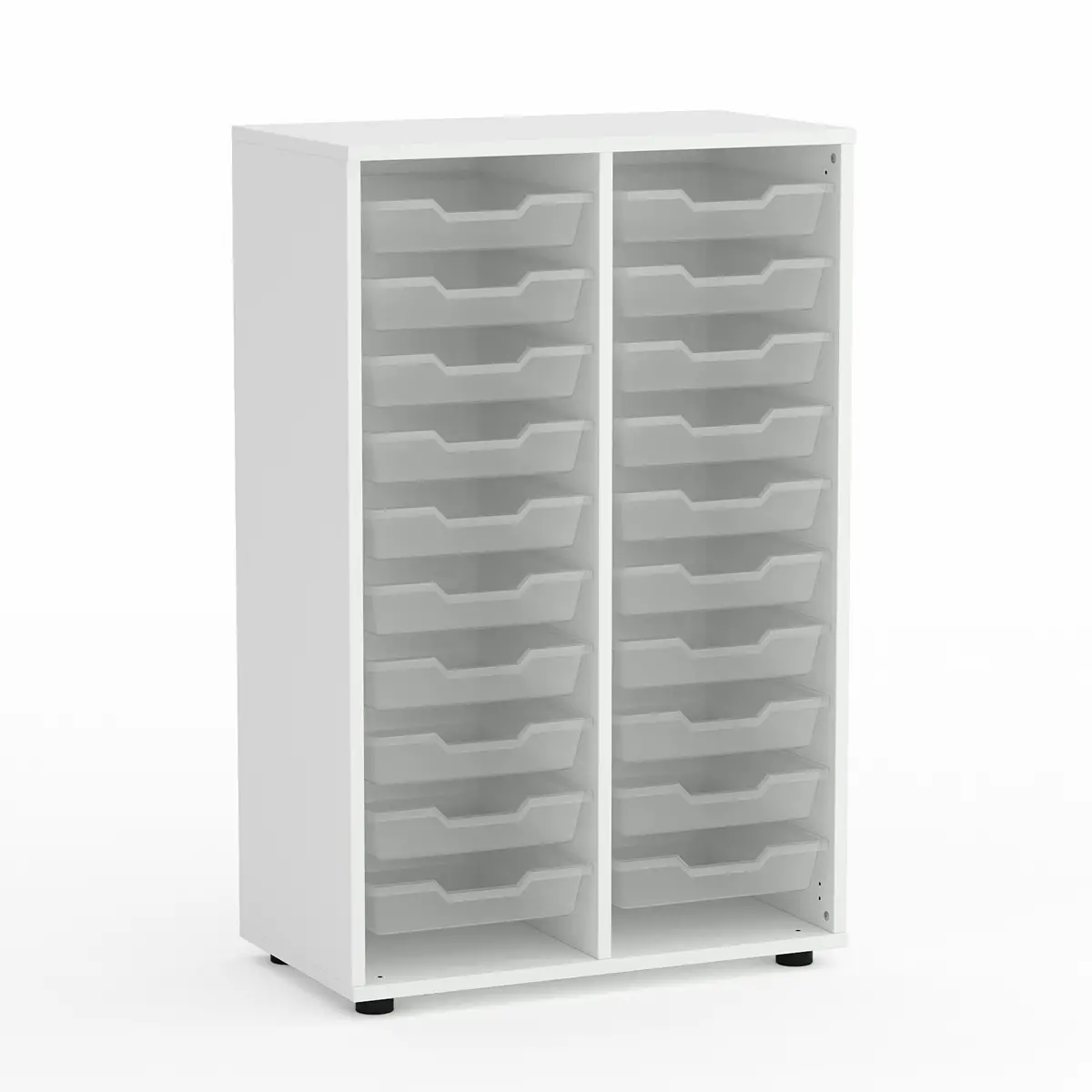 Mobile Scuola Kubò Bianco con 20 Tiretti Bassi Altezza 110 cm. - Conforme CAM - Arredo scuola dell'obbligo