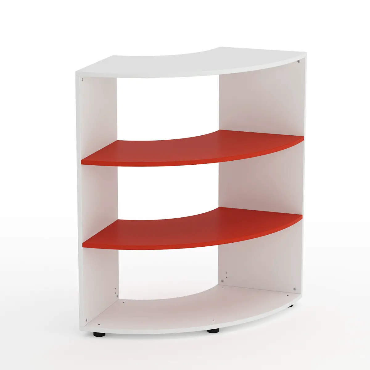 Mobile Scuola Kubò Bianco Curvo 90° H 110 cm – Ripiani Rossi | Conforme CAM - Arredo scuola dell'obbligo