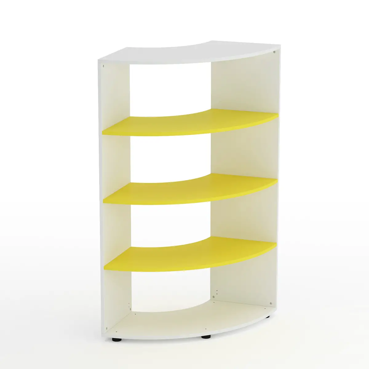 Mobile Scuola Kubò Bianco Angolare H 150 cm. Ripiani Giallo - Conforme CAM - Arredo scuola dell'obbligo