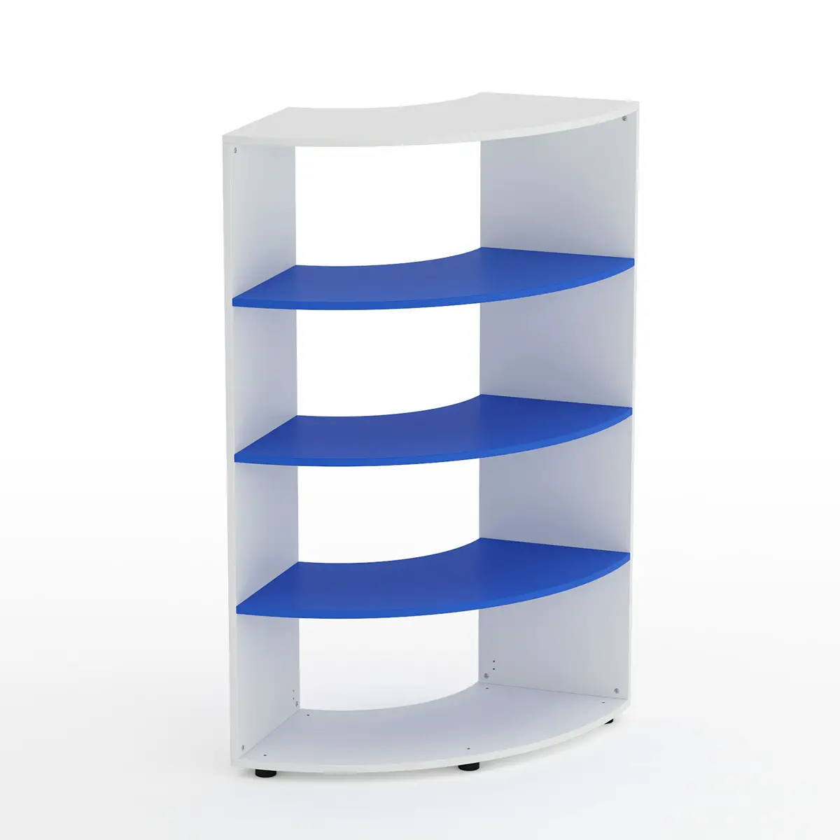 Mobile Scuola Kubò Bianco Curvo 90° H 150 cm – Ripiani Azzurri | Conforme CAM - Arredo scuola dell'obbligo