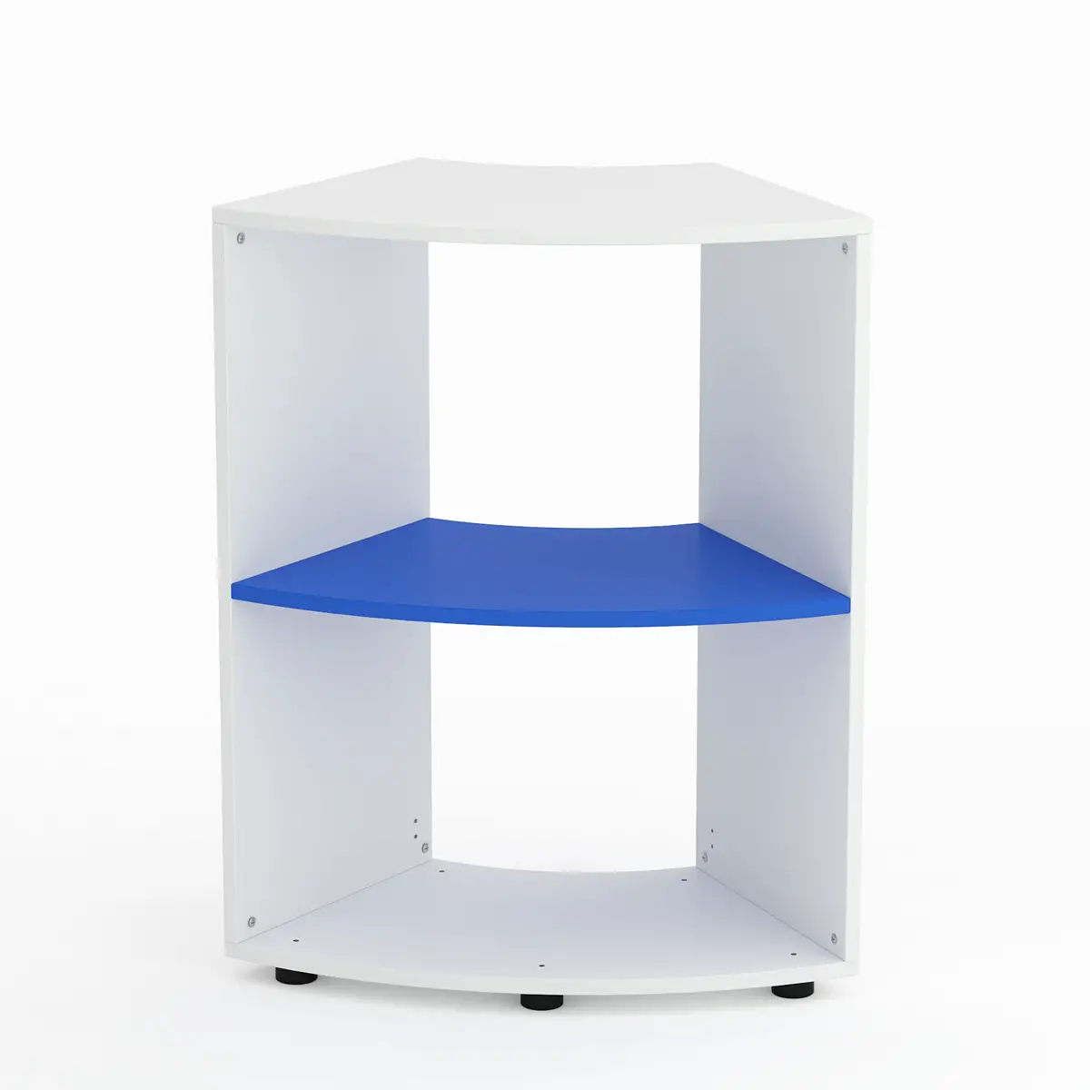 Mobile Scuola Kubò Bianco Curvo 60 Gradi H 90 cm. Ripiani Azzurro - Conforme CAM - Arredo scuola dell'obbligo