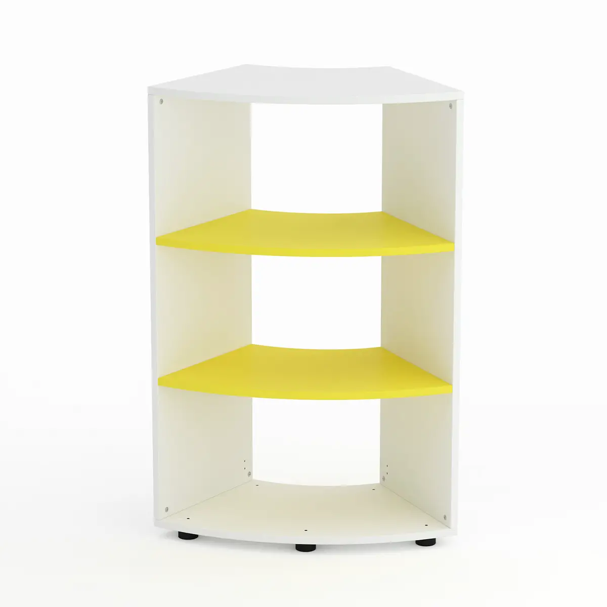Mobile Scuola Kubò Bianco Curvo 60 Gradi H 110 cm. Ripiani Giallo - Conforme CAM - Arredo scuola dell'obbligo