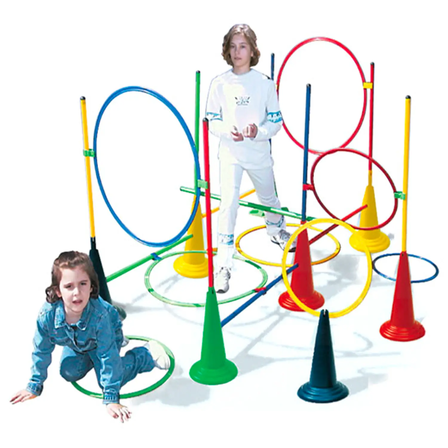 Set Psicomotorio Completo per Bambini 32 Elementi Assortiti tra Coni Bastoni e Cerchi - Percorsi psicomotori