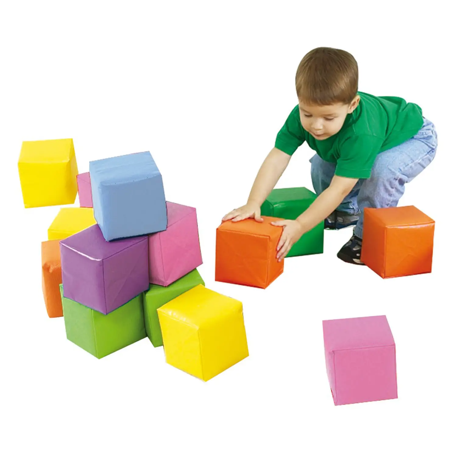 Morbidi Cubi Colorati in Gomma Piuma – Kit 12 Cubi 15x15 cm | Giochi Educativi - Tappeti e materassi