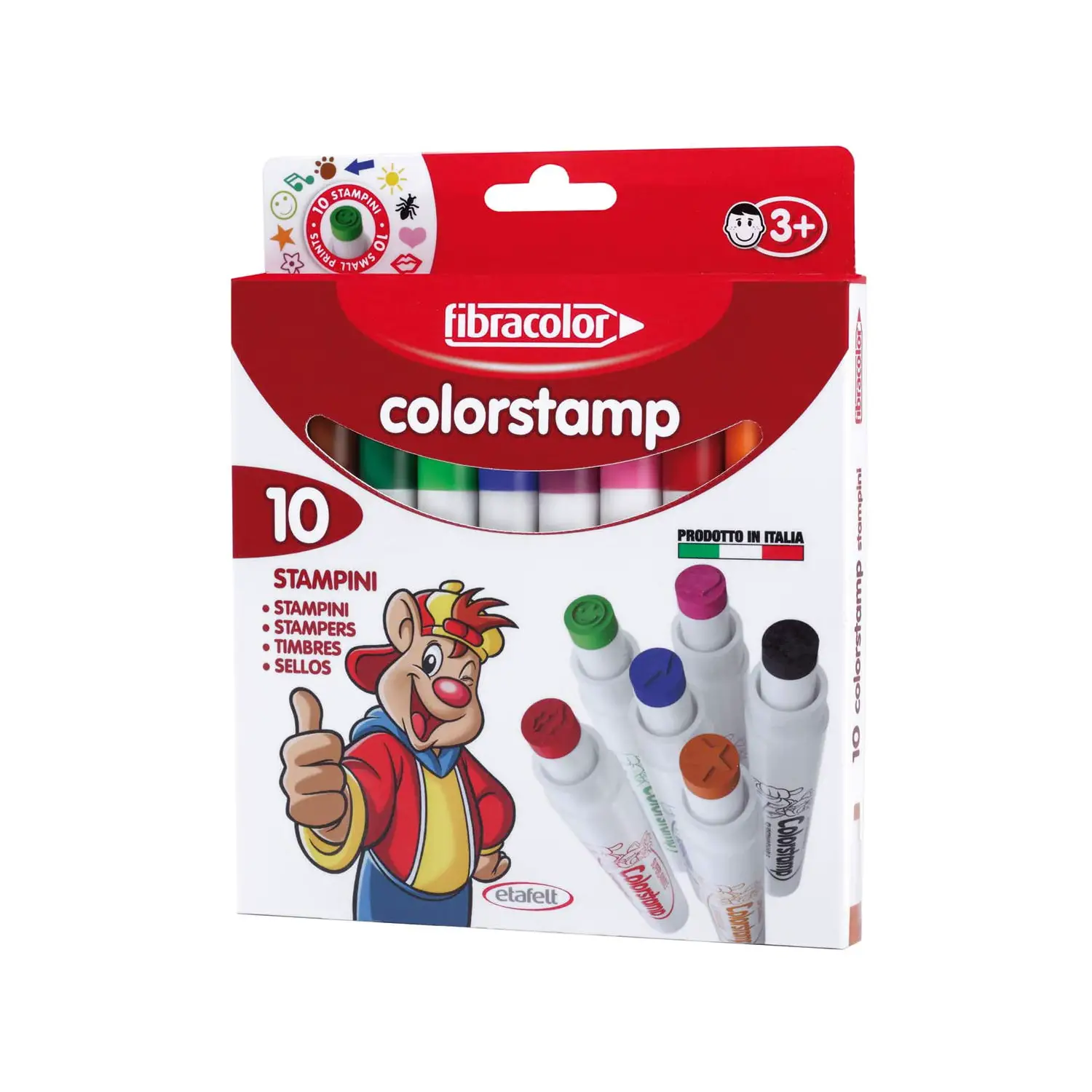 Fibracolor Colorstamp Pennarelli Punta Stampino – Set 10 Pennarelli Lavabili con Timbri - Pennarelli