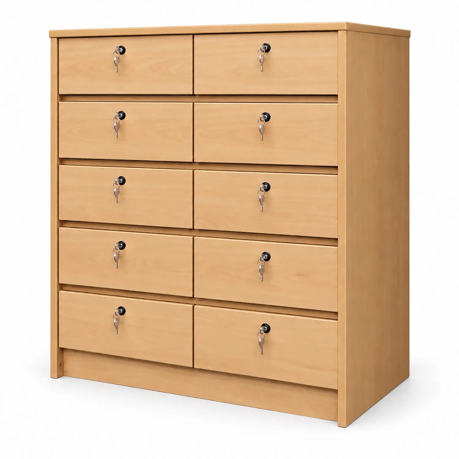 Cartelliera Faggio 10 Vani con Serratura - Conforme CAM • Altezza 106 cm - Arredi serie Faggio