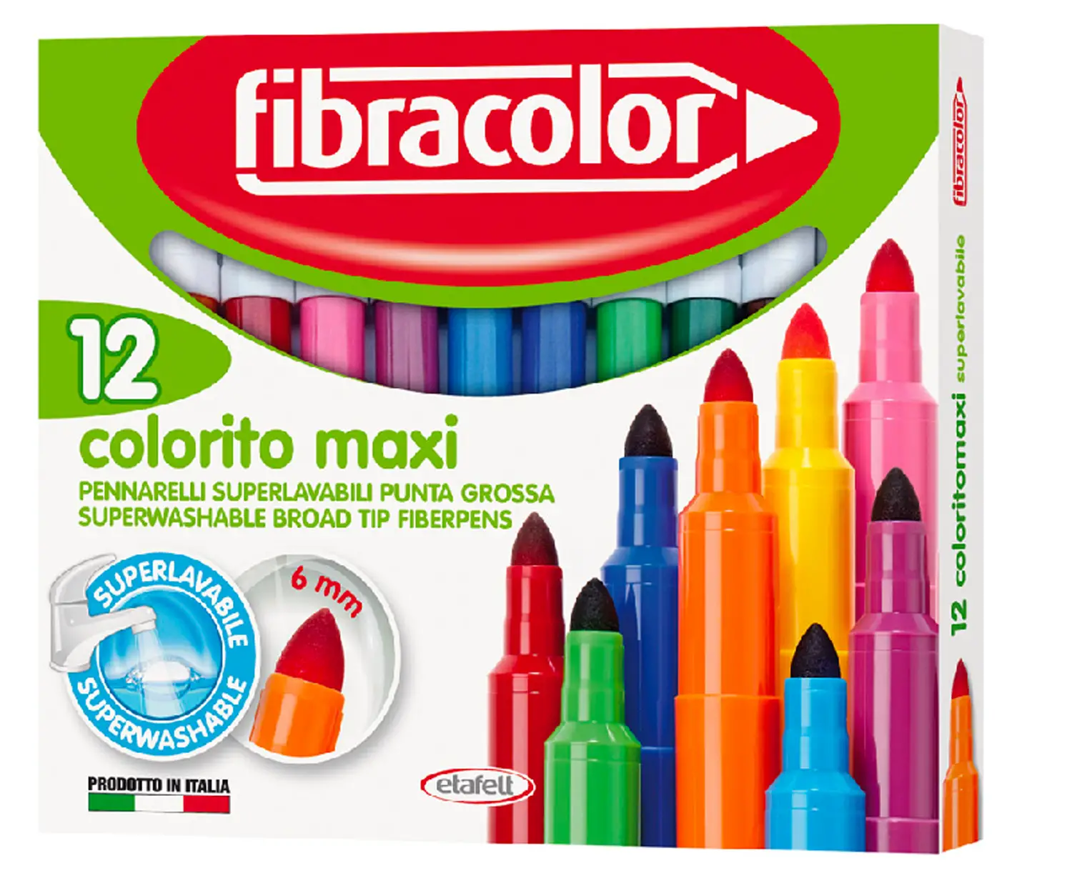 Fibracolor Colorito Maxi Pennarelli – Astuccio 12 Pennarelli - Arancio - Pennarelli