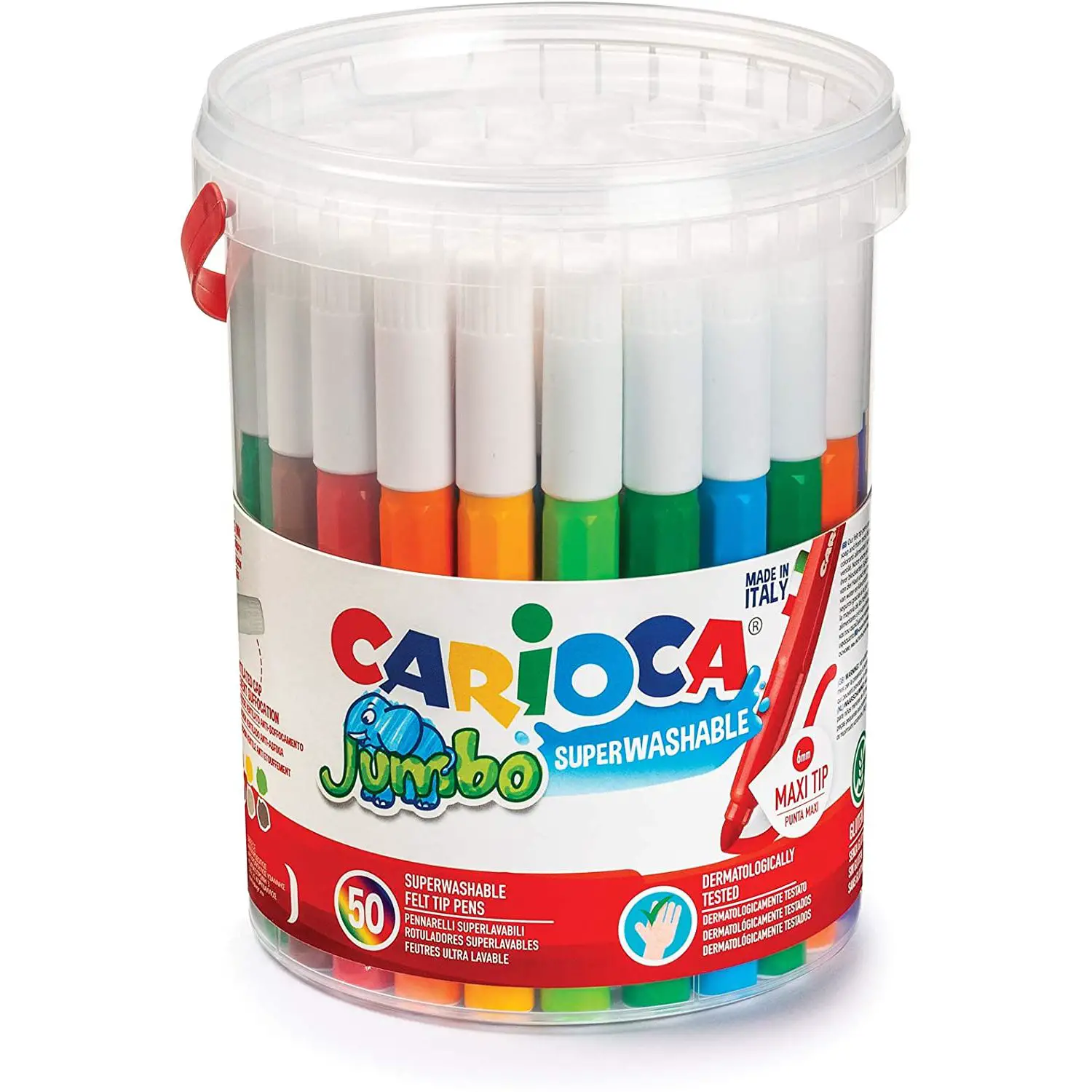 Pennarelli Superlavabili Jumbo Carioca – 50 Pezzi per Bambini, Scuola e Disegno - Pennarelli