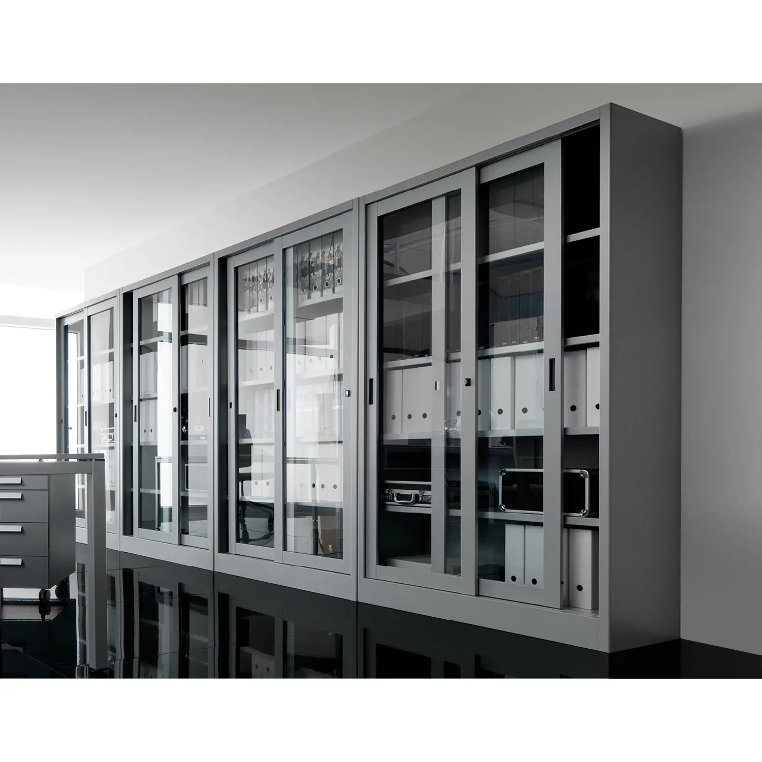 Armadio Metallico 2 Ante in Vetro 180 cm. - Conforme CAM - Arredo per l'ufficio