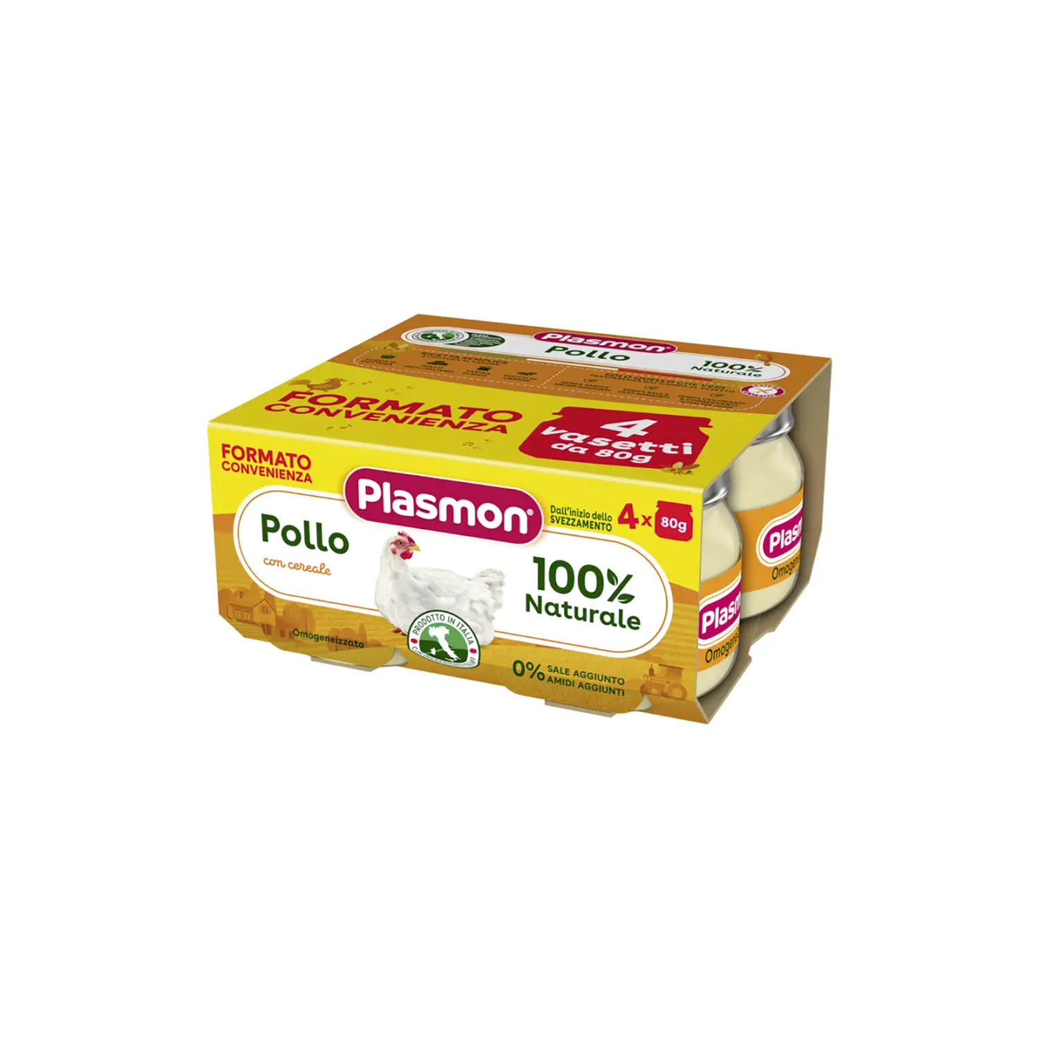 Omogeneizzato di Pollo Plasmon - 4x80 Gr - Gusto Delicato e Nutrizione Garantita - omogeneizzati
