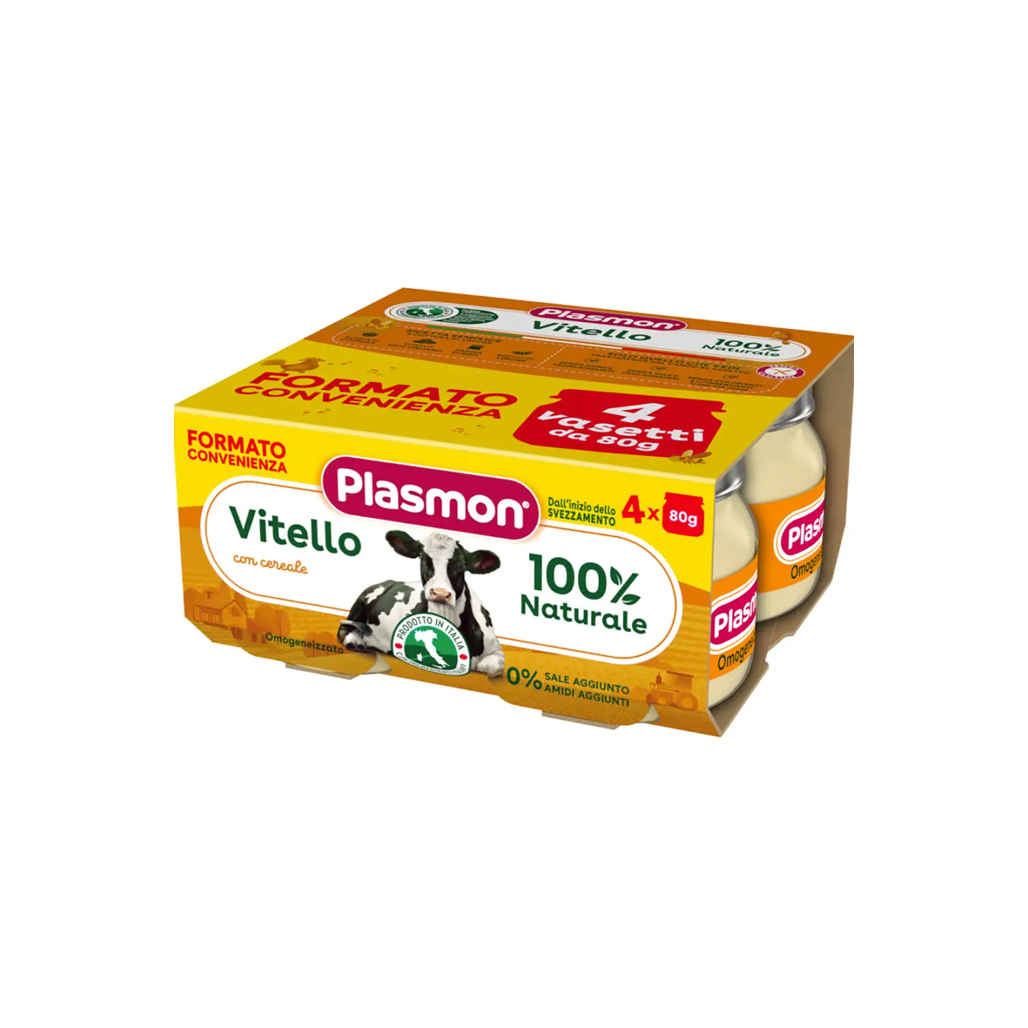 Omogeneizzato di Vitello Plasmon - 4x80 Gr - Gusto Delicato e Nutrizione Garantita - omogeneizzati