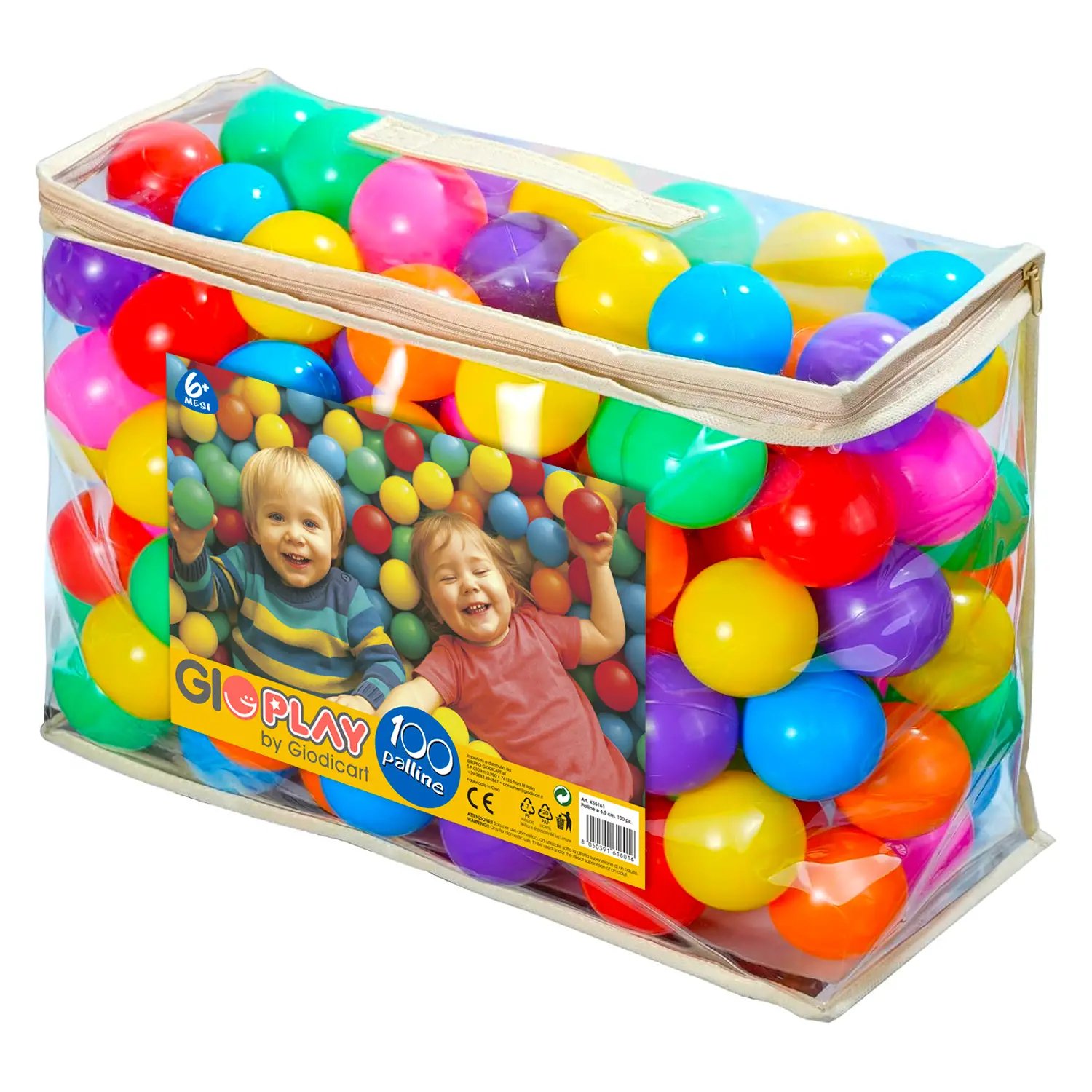 Palline per Piscine Colori Assortiti mm.70, sacca 100 pezzi - Giochi morbidi