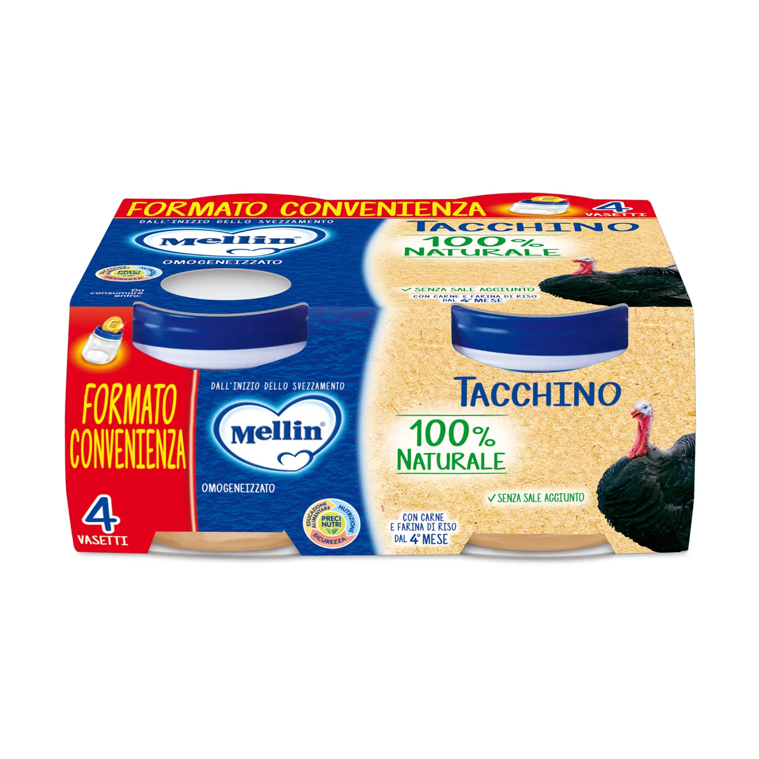 Omogeneizzato Mellin Carne di Tacchino - 4x80g - omogeneizzati