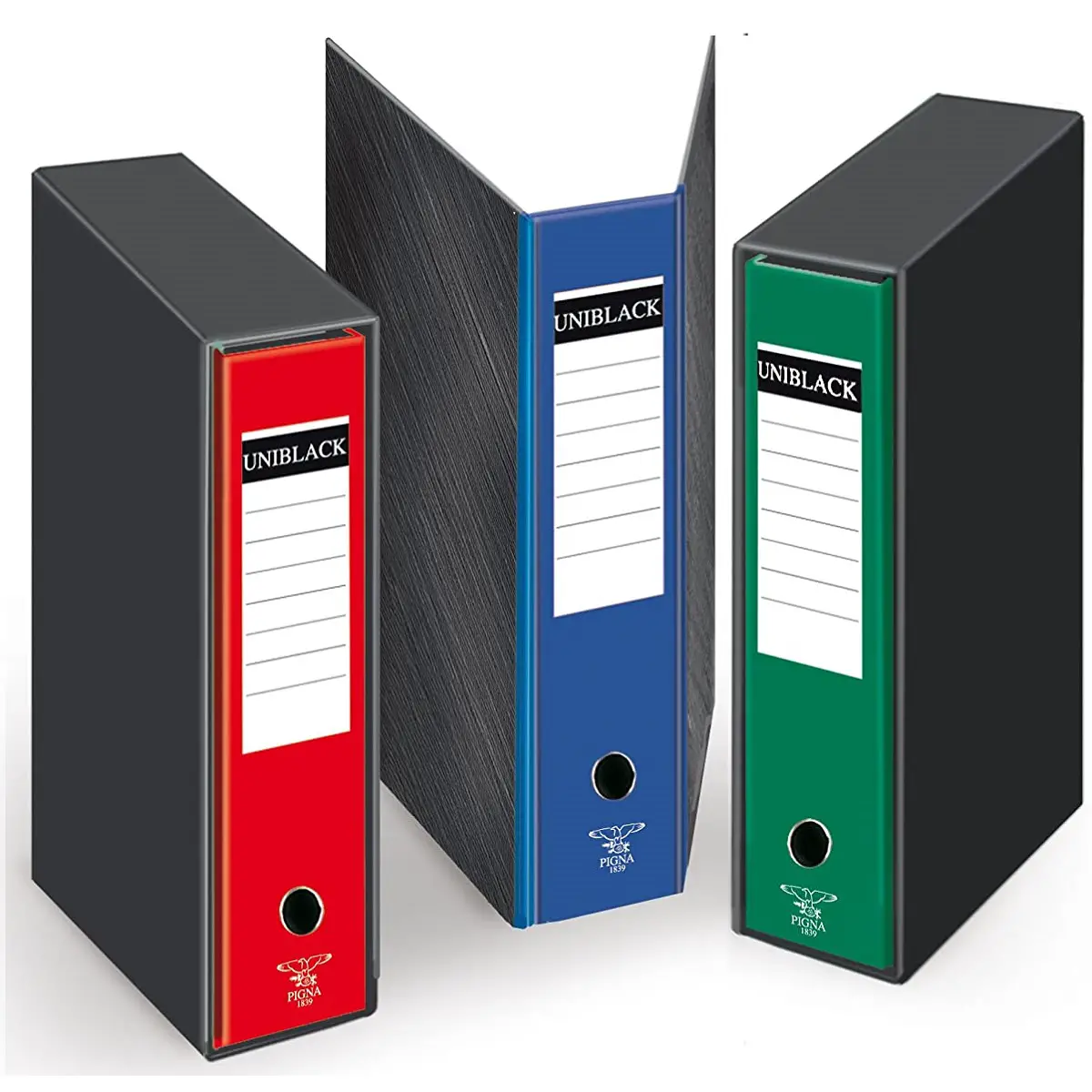 Registratore Archiviatore a Leva Pigna Uniblack – Cartone Rivestito e Meccanismo a Leva - Archiviazione