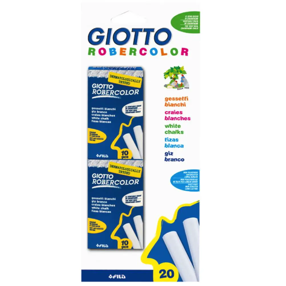 Gessi Bianchi Giotto - 2 Astucci da 10 Pezzi - Gessi e accessori per lavagne