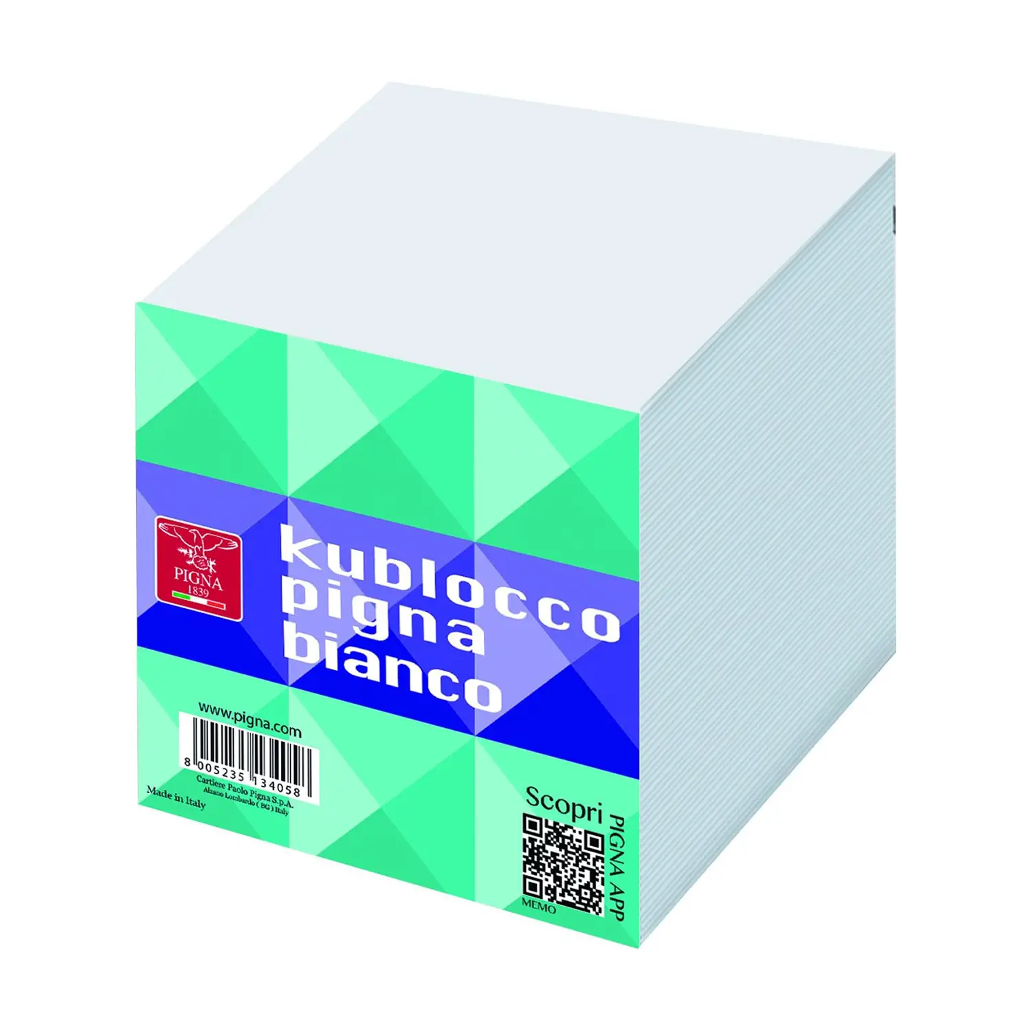 Kublocco Pigna 90x90 mm - 800 Foglietti Bianchi - Accessori ufficio