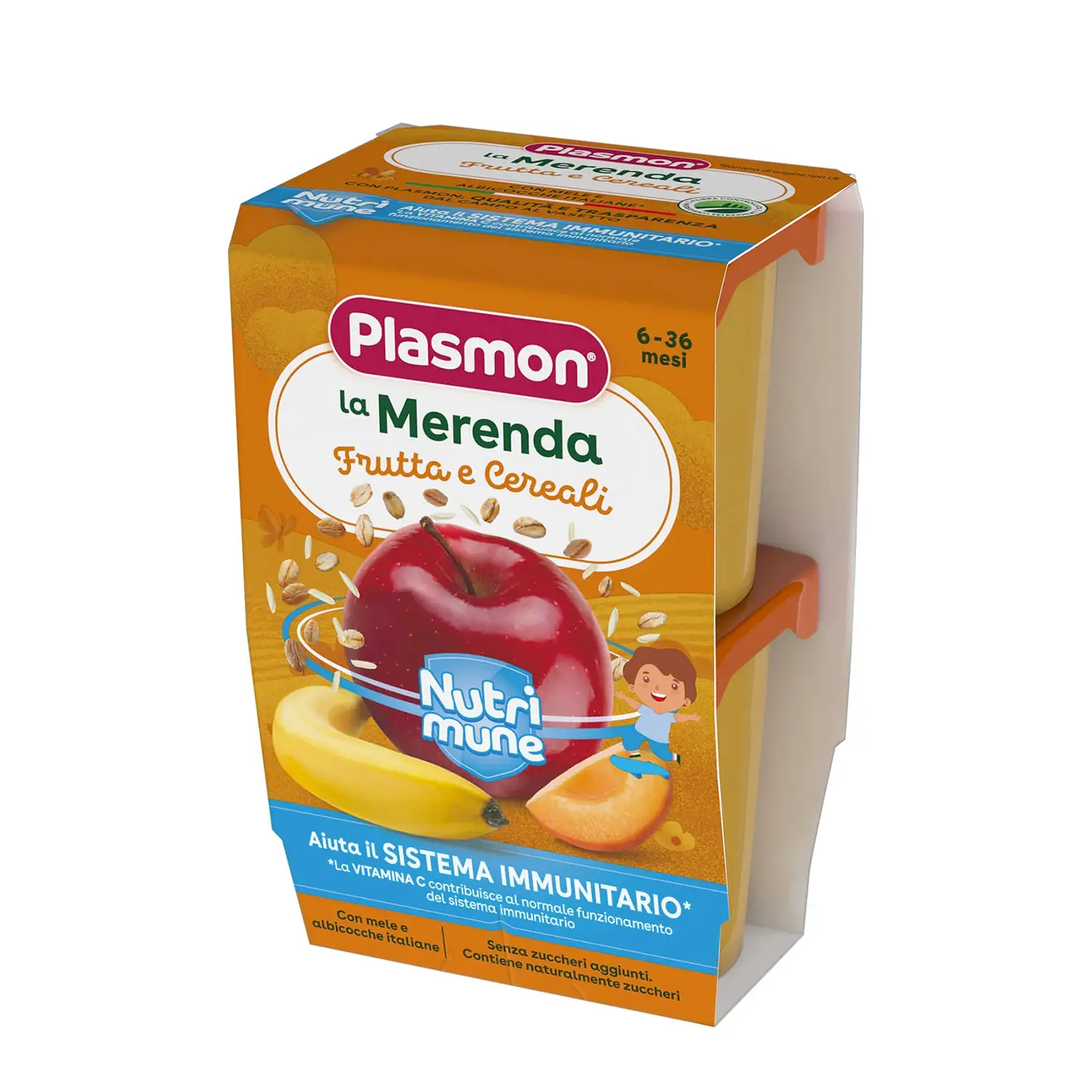 Plasmon Merenda Frutta Mista e Cereali 2x120g – Merenda alla Frutta per Bambini - merende