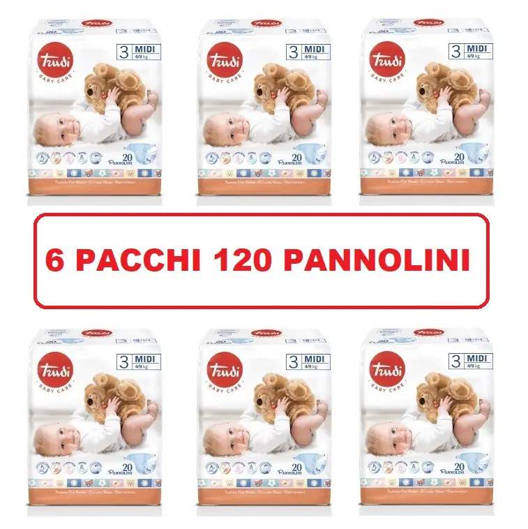 Pannolini Trudi Midi 4/9 Kg • 20 Pannolini - pannolini e salviettine