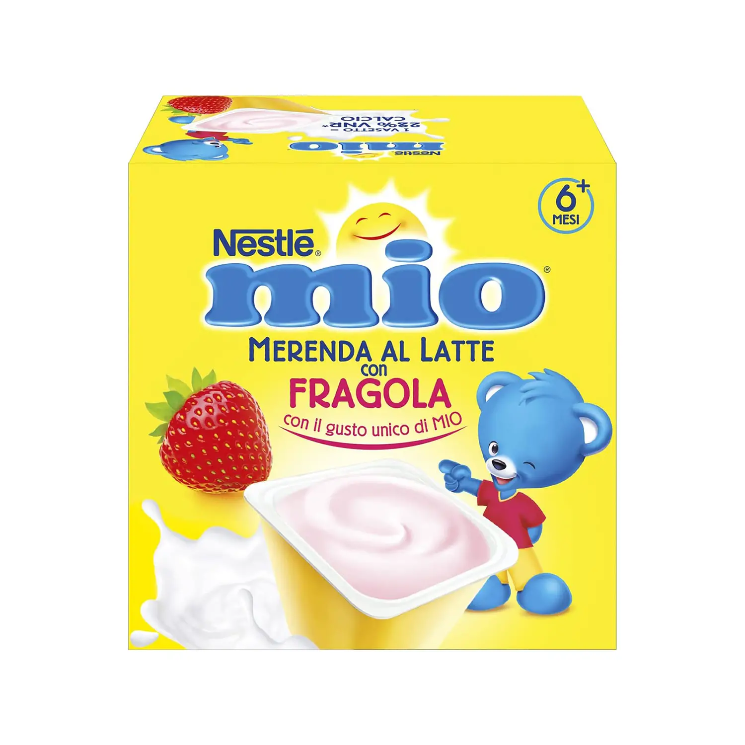 Nestlé Mio Merenda Latte e Fragola 4x100g – Merenda al Latte per Bambini dai 6 Mesi - merende