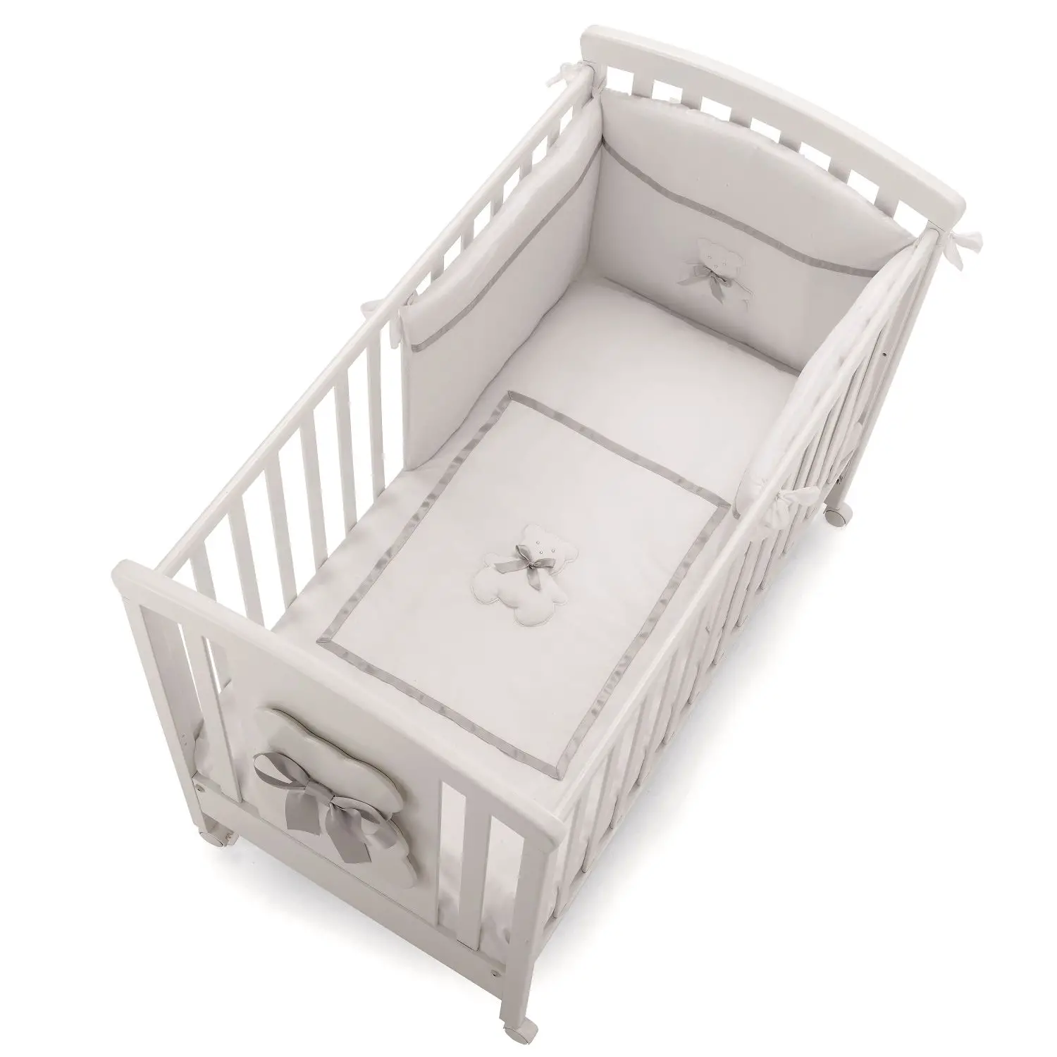 Piumone Bubu Bianco Ricamo Grigio Erbesi - lenzuolini