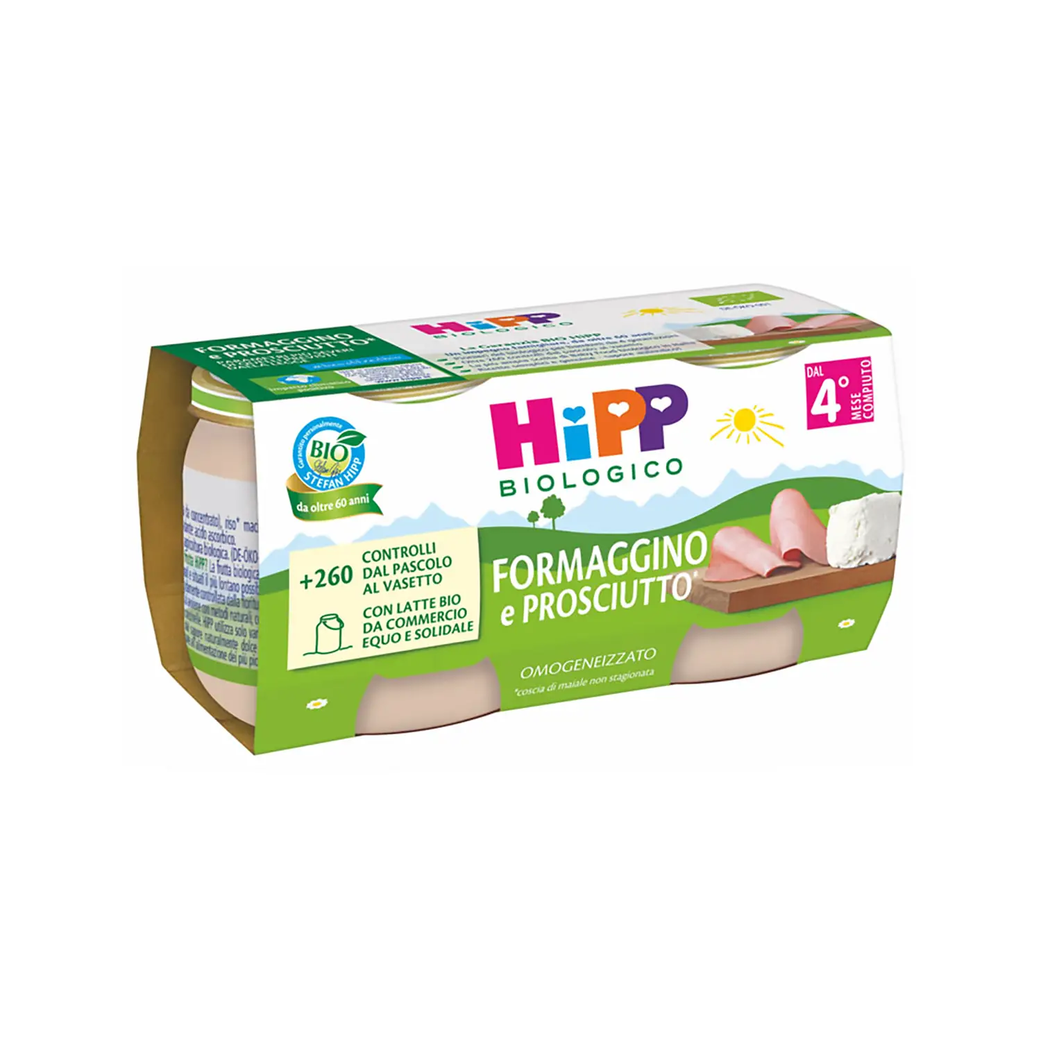 Hipp Omogenizzato gr. 80x2 Formaggino e Prosciutto - omogeneizzati