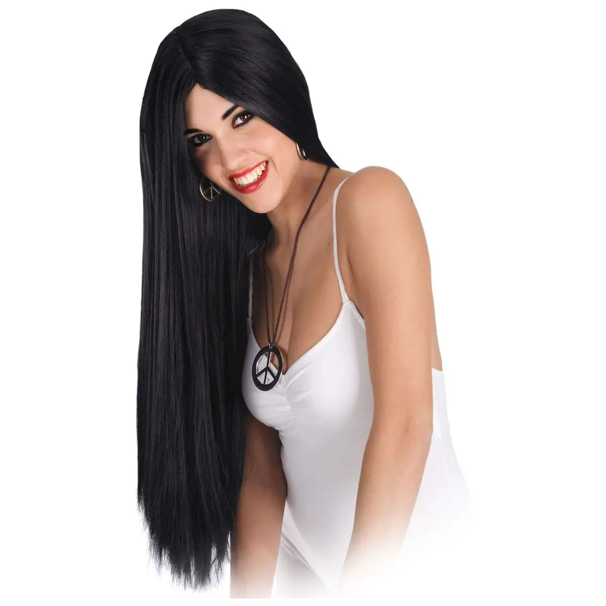 Parrucca Nera Lunghissima cm. 75 - accessori