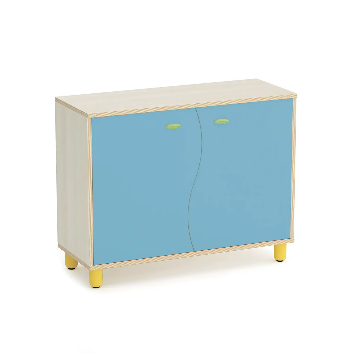 Mobile Scuola Infanzia Onda a 2 Ante Altezza 80 cm. Blu Orizzonte - Conforme CAM - Arredo Nido e Infanzia
