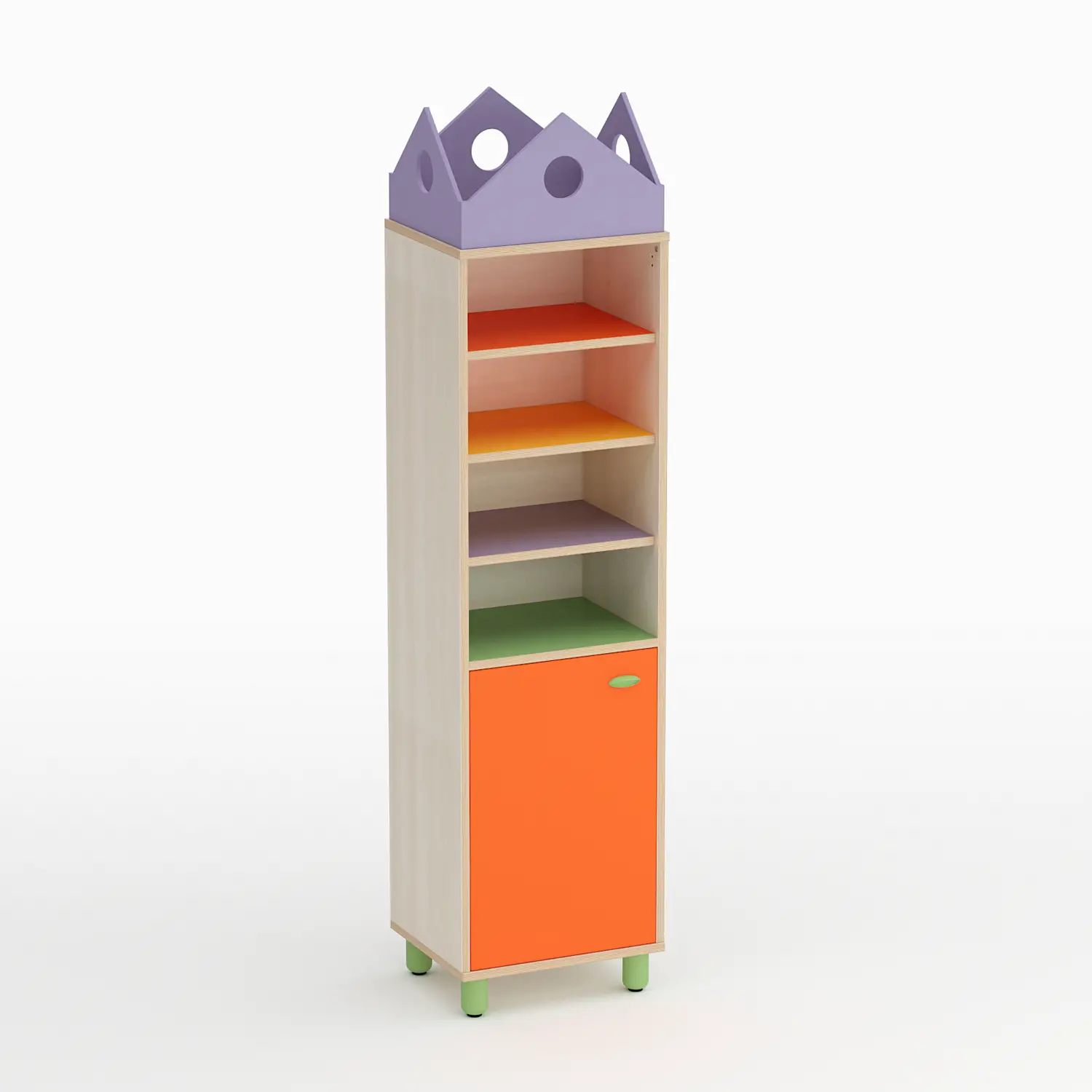 Mobile Scuola Infanzia Onda Colonna Anta Bassa Sinistra Arancio - Conforme CAM - Arredo Nido e Infanzia