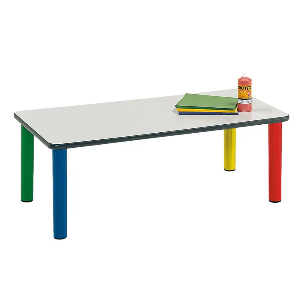 Tavolo Scuola Infanzia Color Rettangolare Misura 2 Gambe 4 Colori - Tavoli e Cattedre