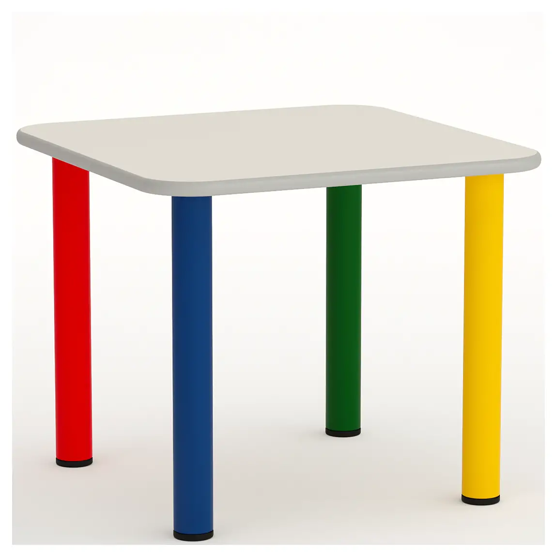 Tavolo Scuola Infanzia Color Quadrato Misura 1 Gambe 4 Colori - Tavoli e Cattedre