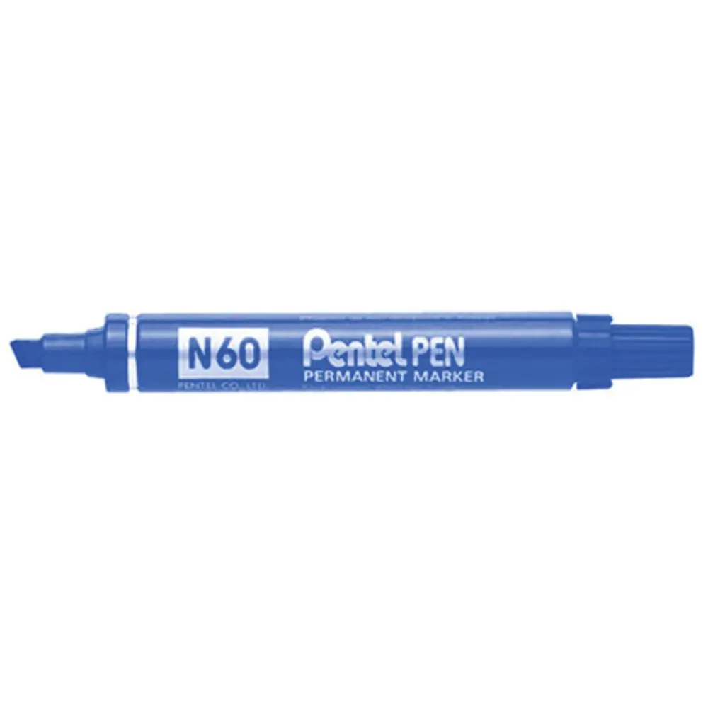 Marcatore Permanente con Punta Scalpello Pentel Marker N60 Blu - Pennarelli
