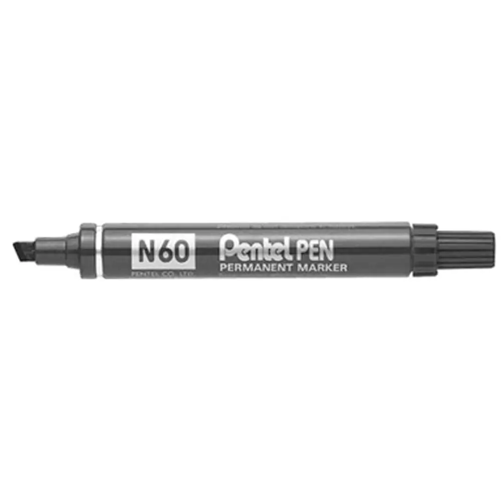 Marcatore Permanente con Punta Scalpello Pentel Marker N60 Nero - Pennarelli