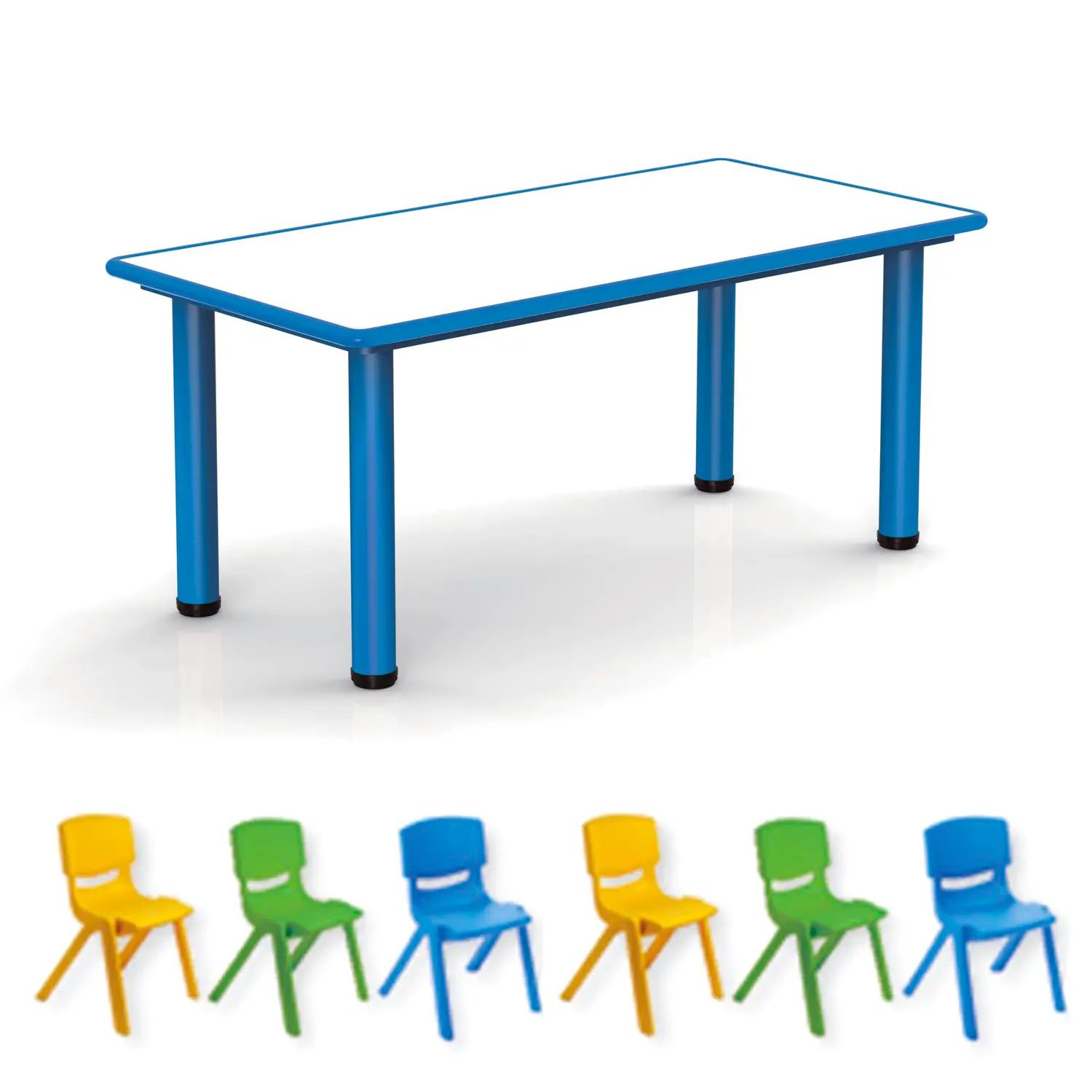 Tavolo e Sedie Bambini Scuola Infanzia e Primaria, Child Kit Blu - Conforme CAM - Arredo Nido e Infanzia