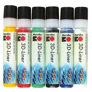3D Liner Marabu – Set 6 Colori a Rilievo a Base d’Acqua da 25 ml - Tempere