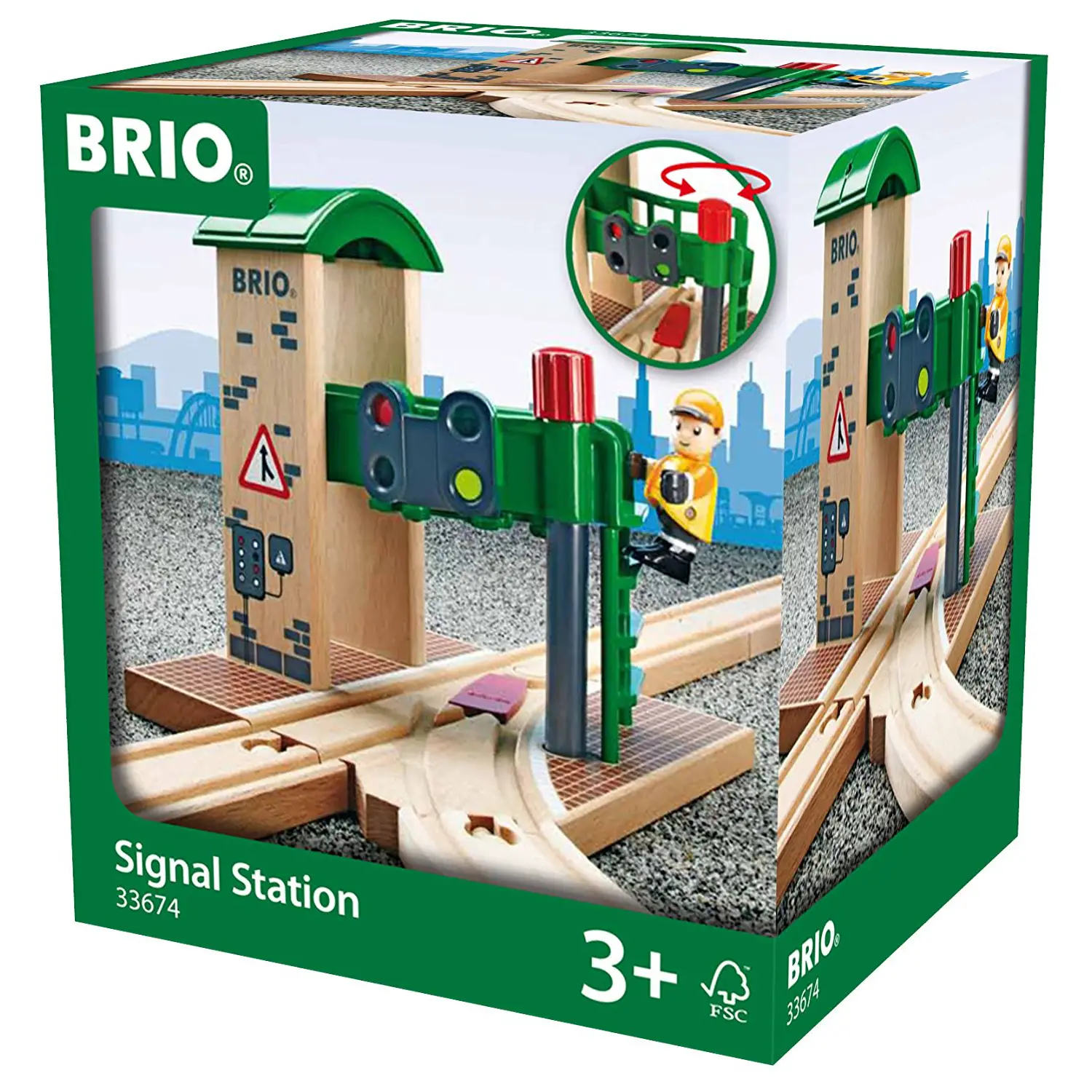 BRIO Doppio Semaforo con Operatore – Accessorio Interattivo per Ferrovia in Legno - Costruzioni in legno