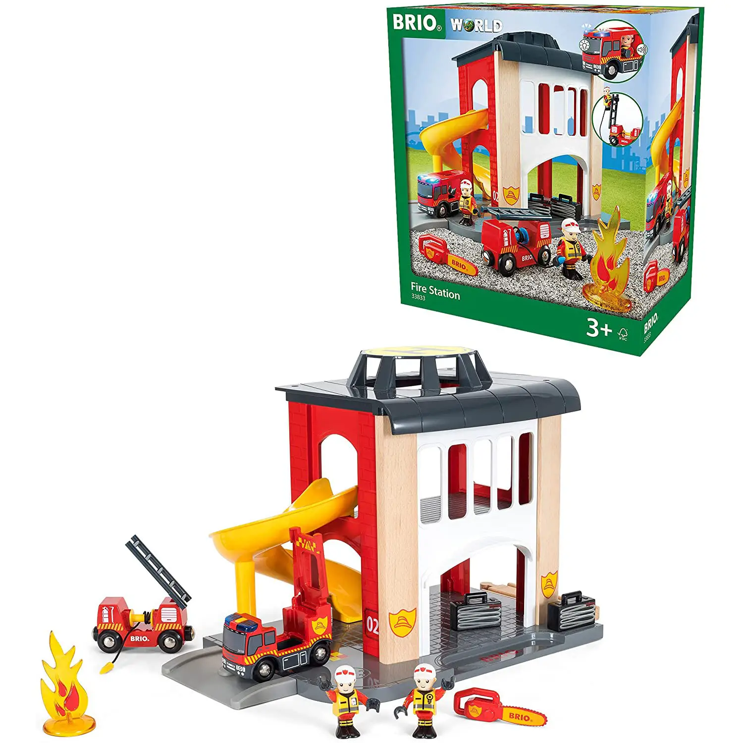 BRIO Caserma dei Pompieri – Avventure di Salvataggio per Piccoli Eroi - Costruzioni in legno