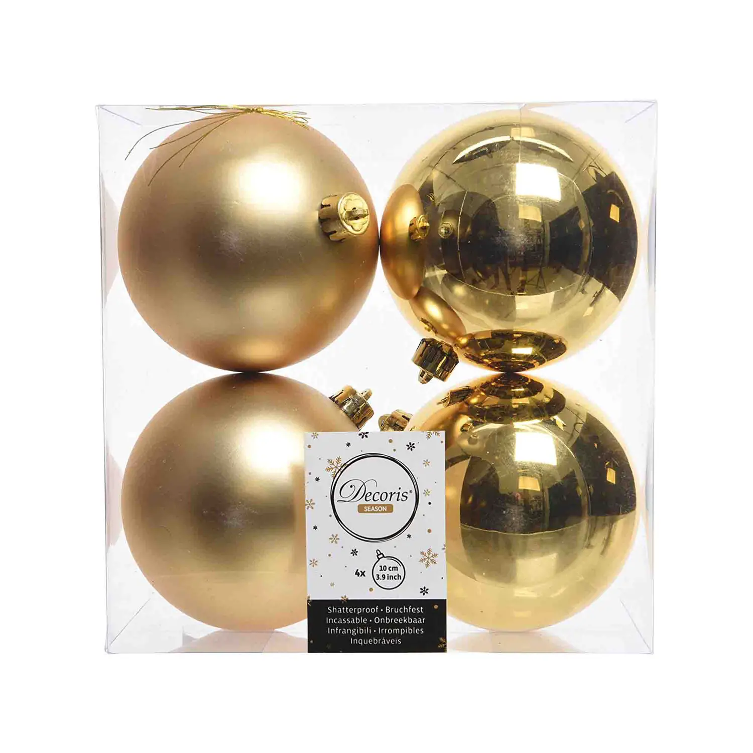 Box 4 Sfere di Natale - Diametro 10 cm - Light Gold - addobbi albero