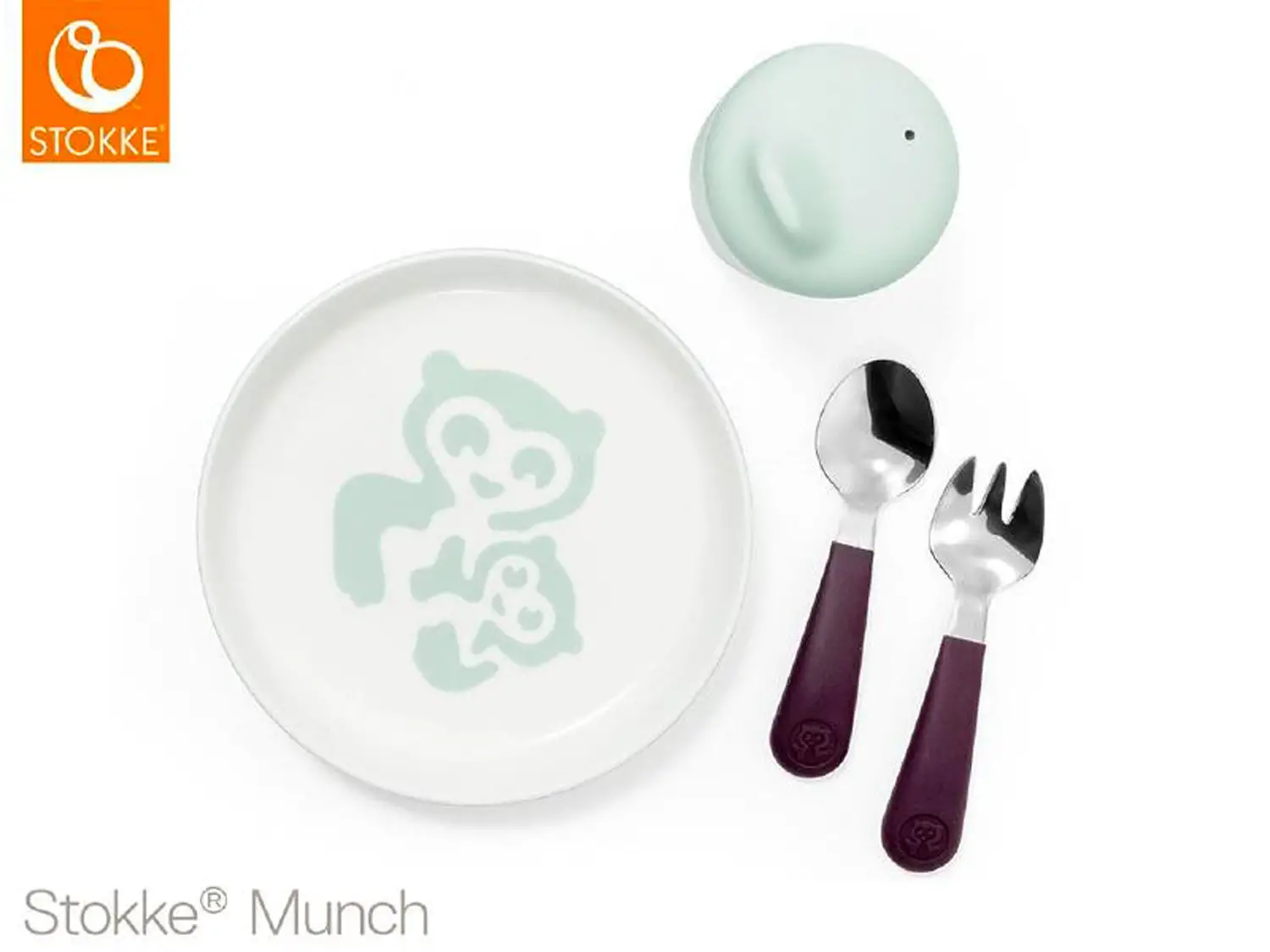 Stokke Set Pappa Stokke Munch Essential Piatti Posate Bimbo Soft Mint - piatti e posate