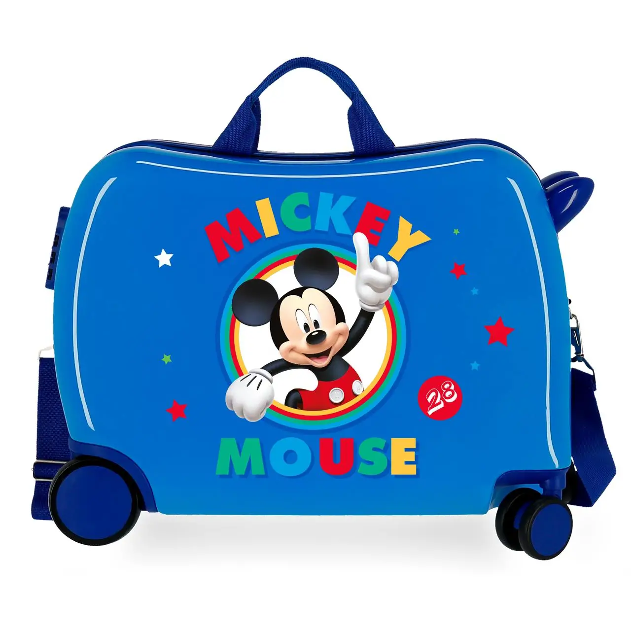 Mickey Circle Blu Trolley da Viaggio Cavalcabile Abs 4 Ruote - valige e borse da viaggio