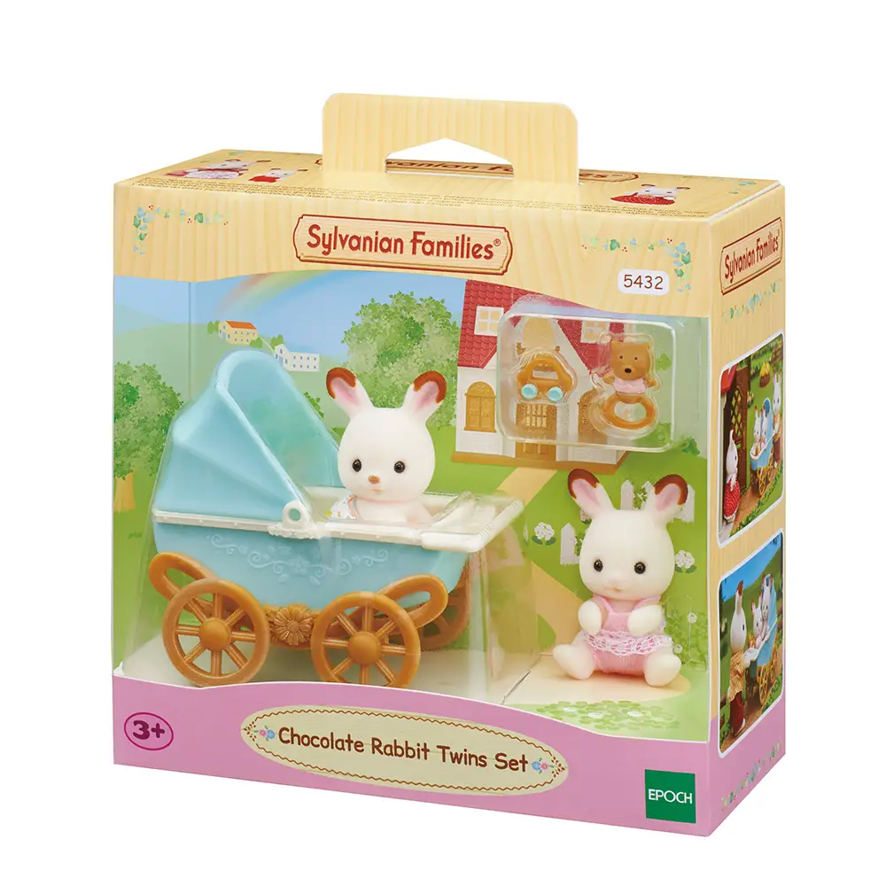 Gemelli Coniglio Cioccolato e Carrozzina Sylvanian Families - collezionabili bambina