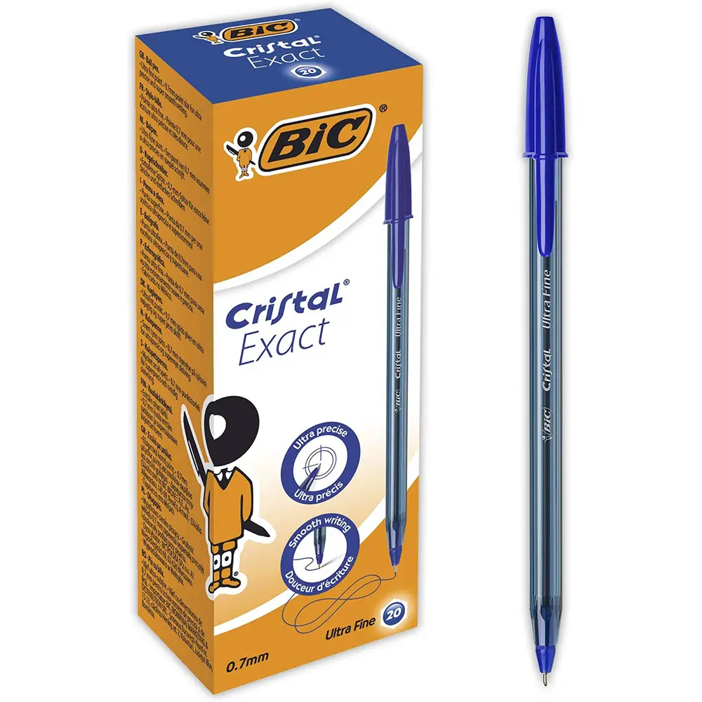 Penna BIC Cristal Exact - Blu punta fine 0,7 mm - penne pennarelli ufficio