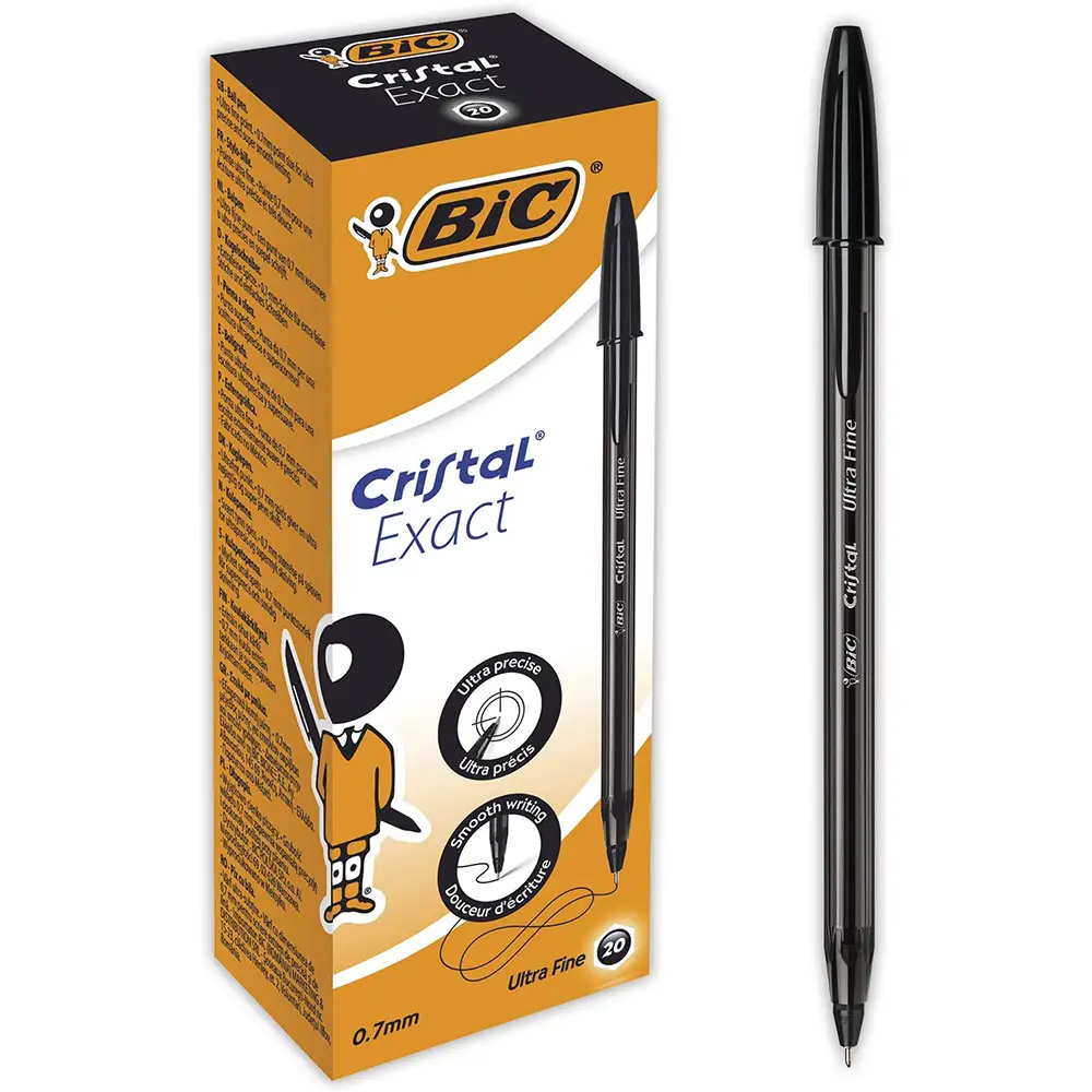Penna BIC Cristal Exact Nera – Punta fine 0,7 mm - penne pennarelli ufficio