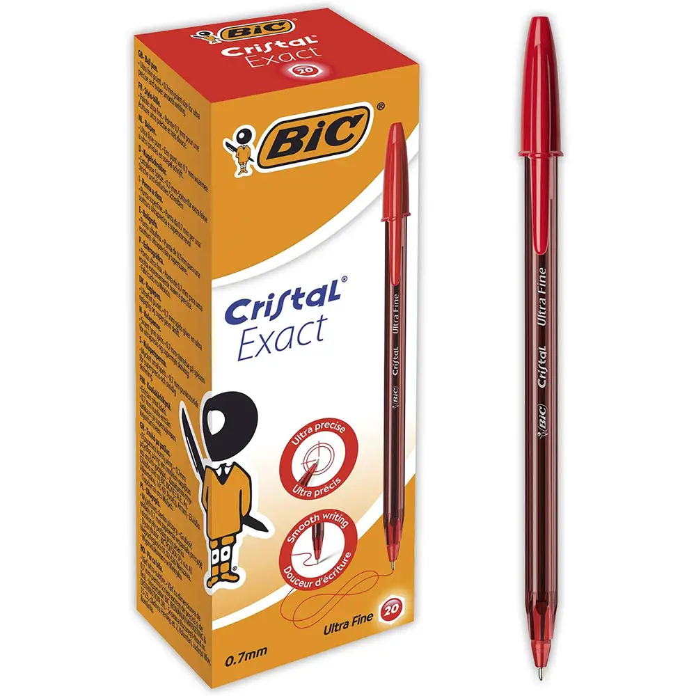 Penna BIC Cristal Exact Rossa – punta fine 0,7 mm - penne pennarelli ufficio