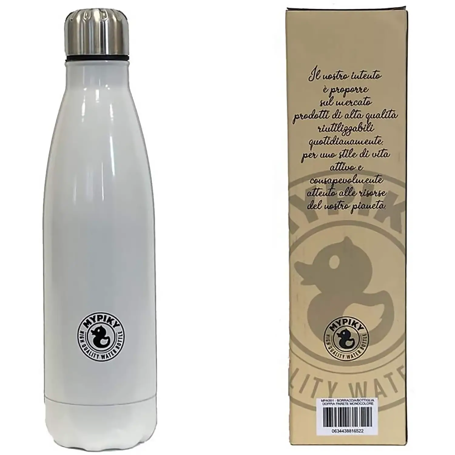 Borraccia Termica in Acciaio MYPIKY 500 ml – Bianco - borracce