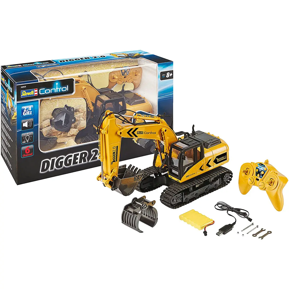 Escavatore Digger 2.0 REVELL con Radiocomando – Scala 1:16 | Escavatore RC - radiocomandi