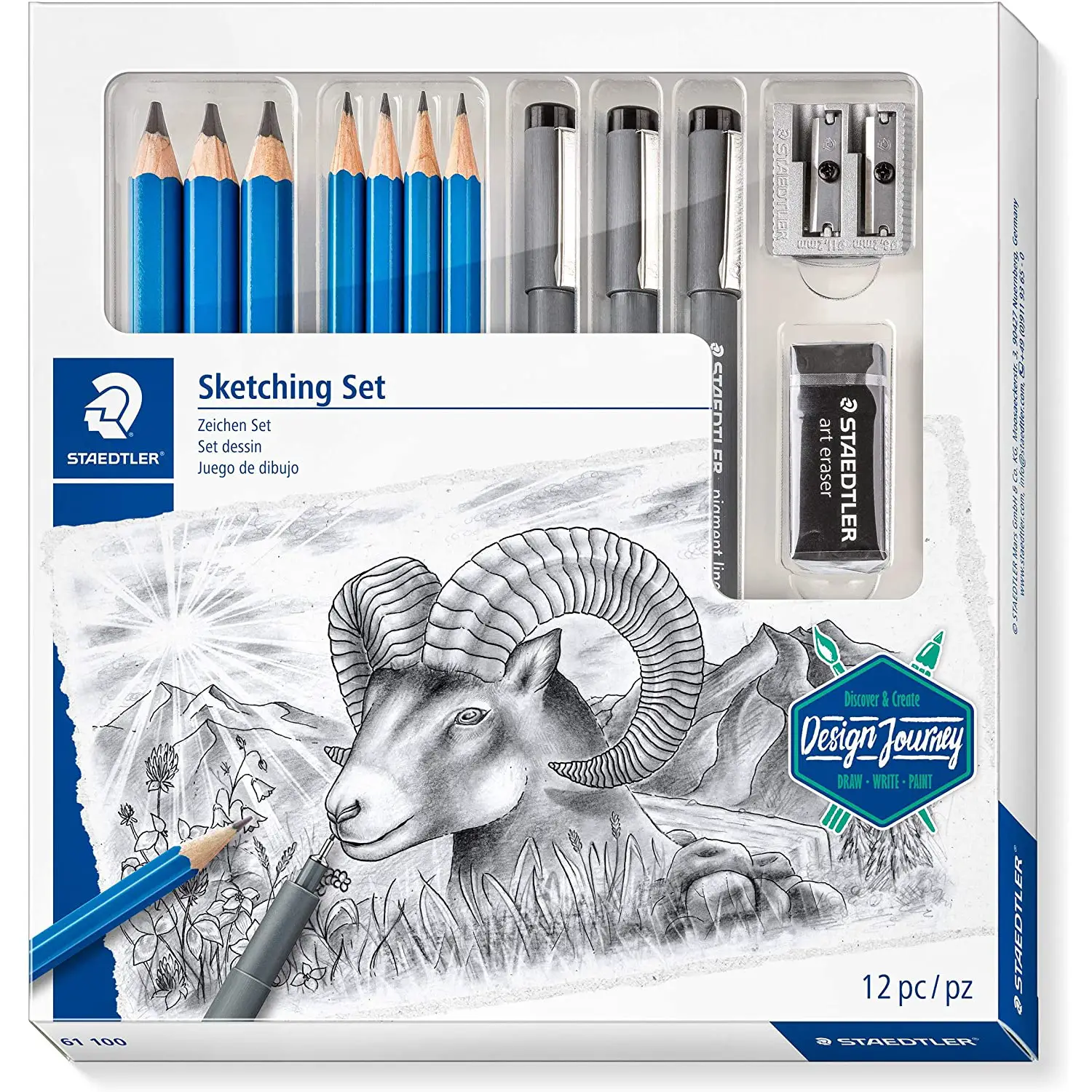 Mixed Sketching Set – Kit Completo per Schizzi e Disegni - Matite Temperini Gomme