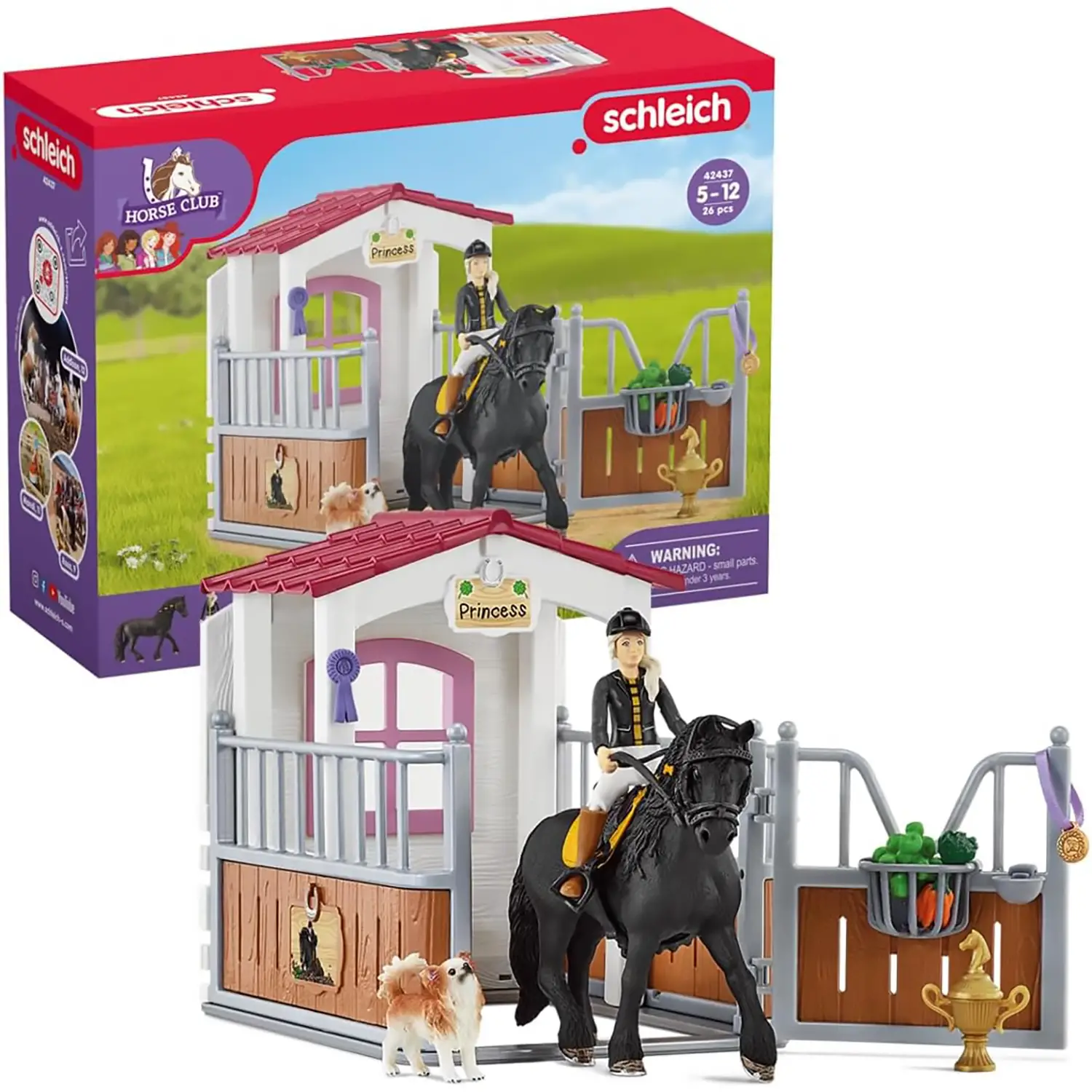 Schleich Box per Cavalli con Tori e il Suo Cavallo Principessa - Animali